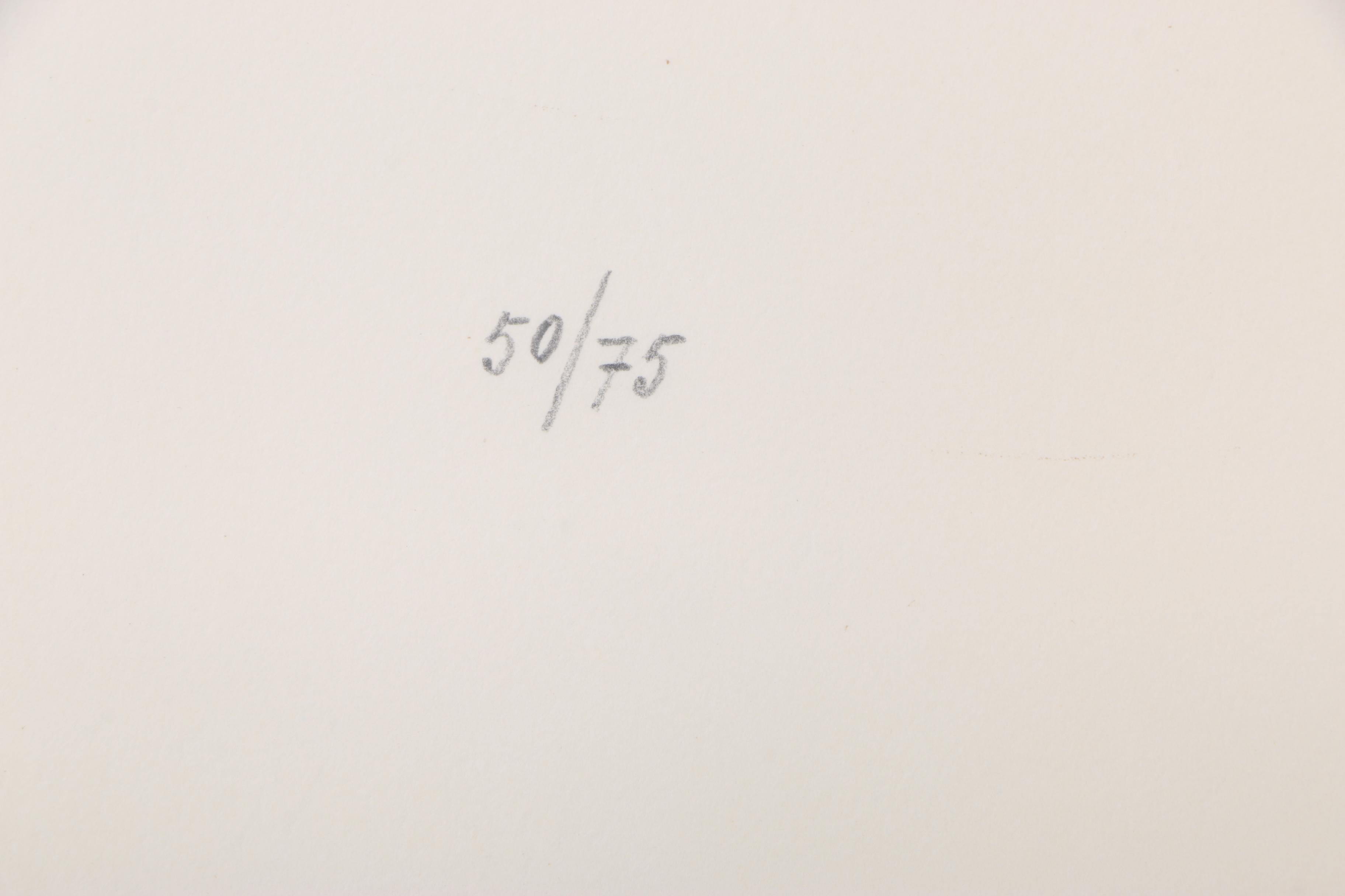 Abstract Limited Edition Lithograph on Paper of a City