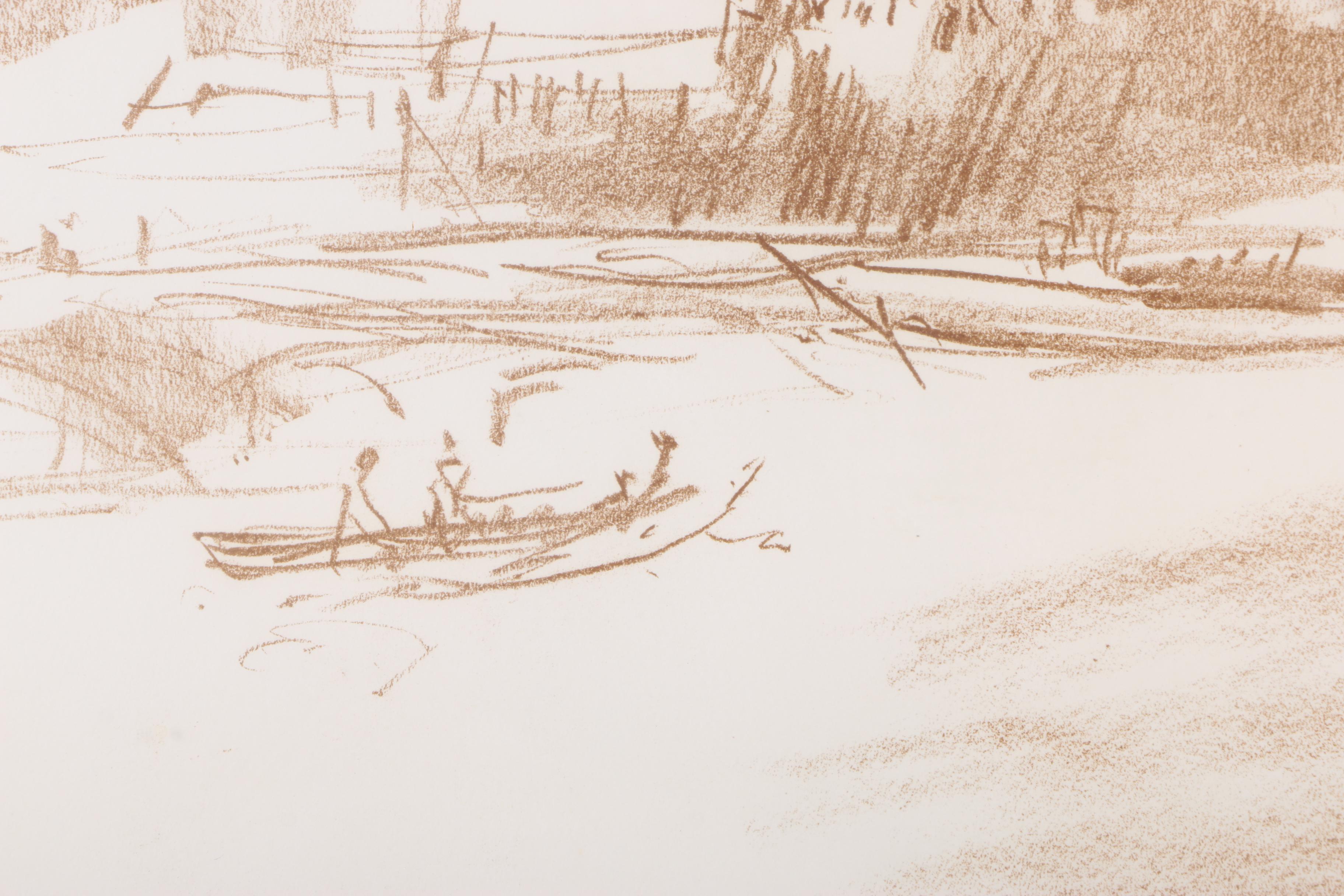 Abstract Limited Edition Lithograph on Paper of a City