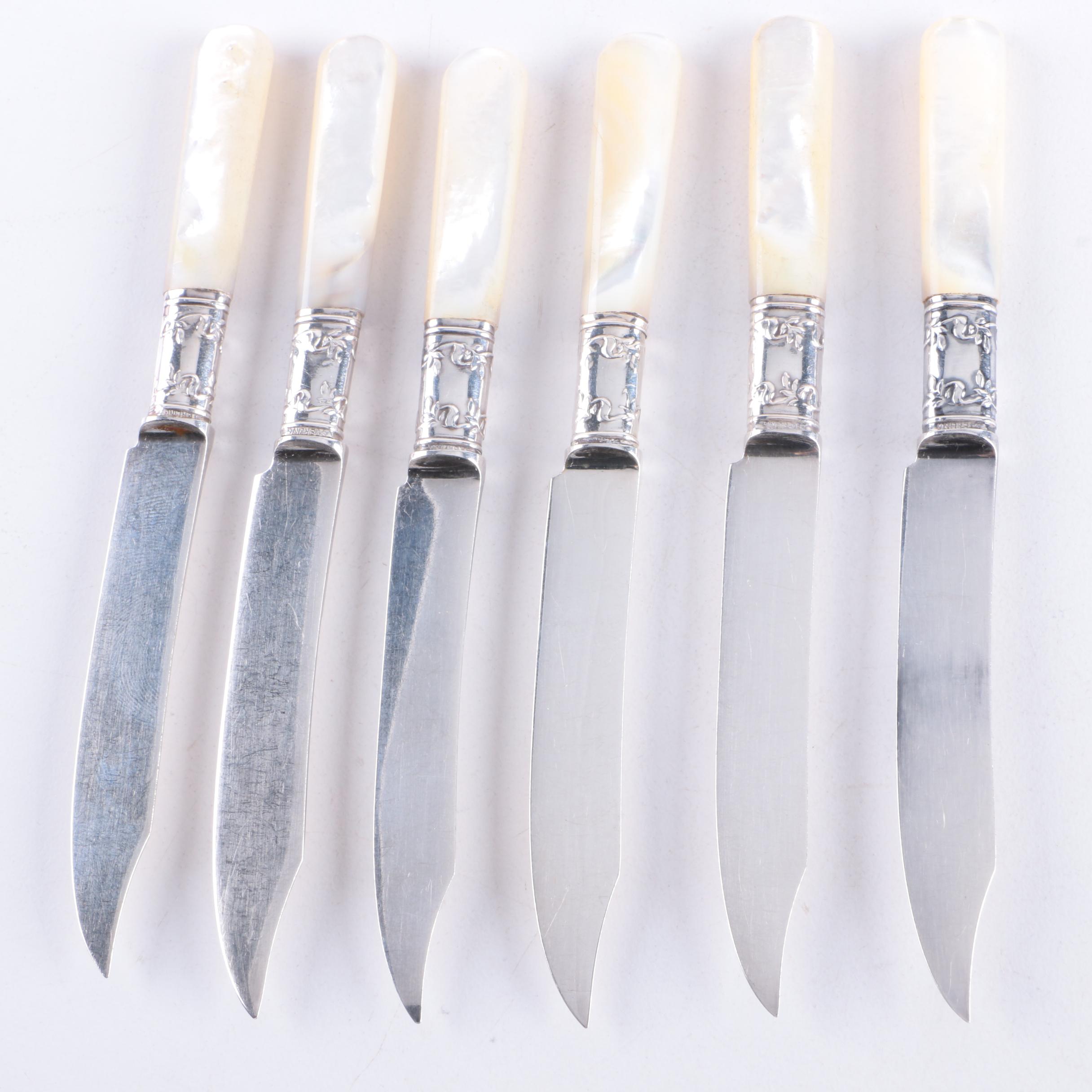 Landers, Frary & Clark Sterling Silver and Mother of Pearl Handled Fruit Knives