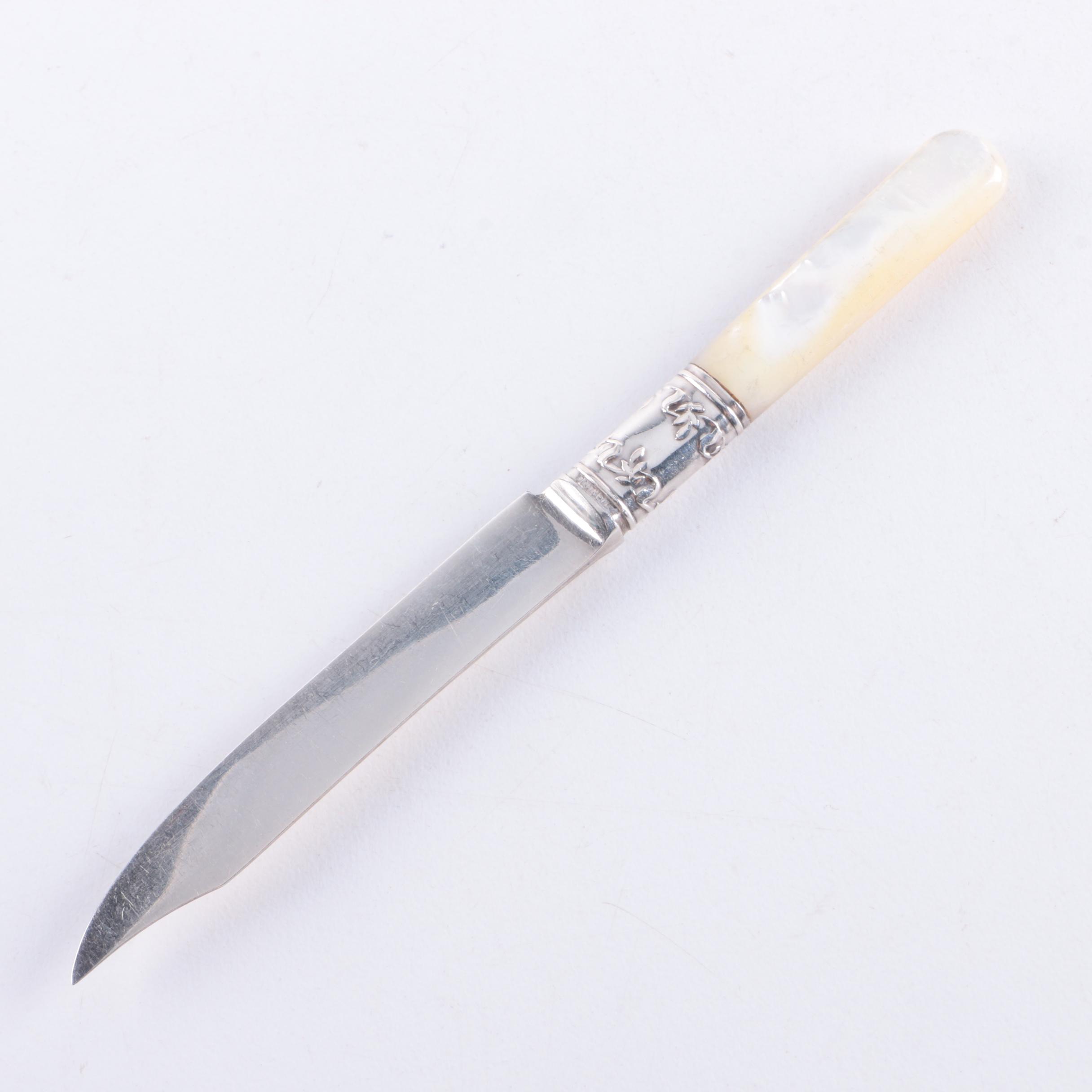 Landers, Frary & Clark Sterling Silver and Mother of Pearl Handled Fruit Knives