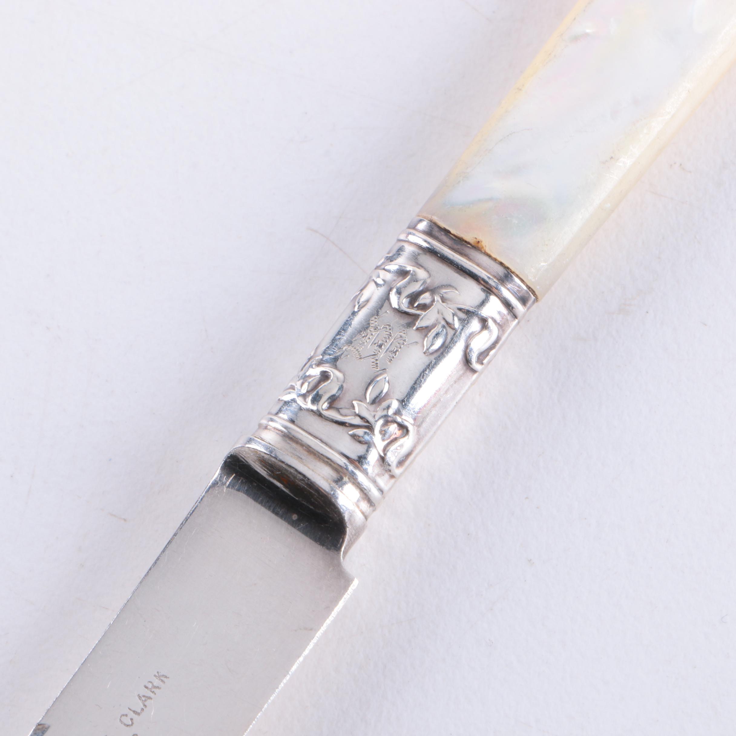 Landers, Frary & Clark Sterling Silver and Mother of Pearl Handled Fruit Knives