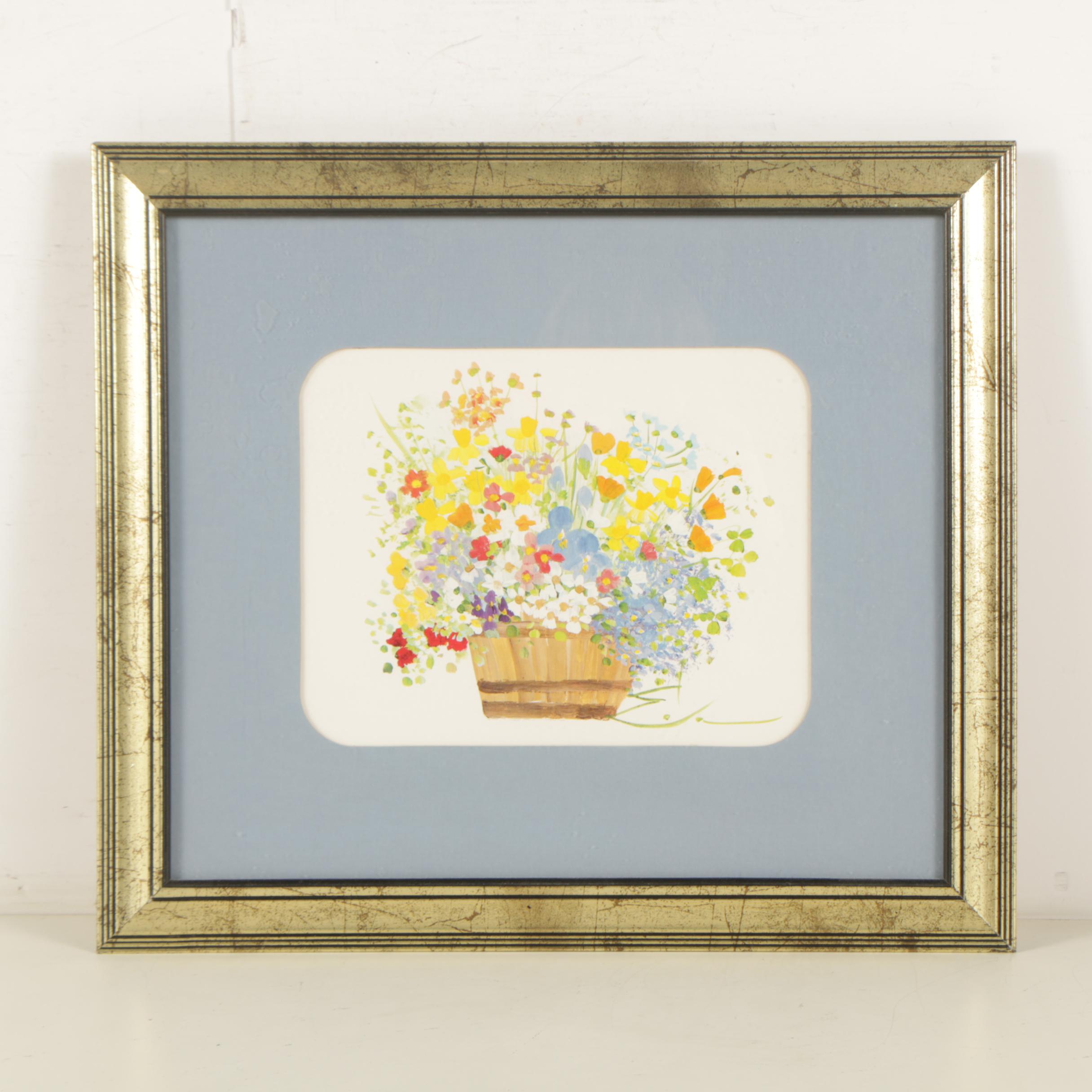 Offset Lithographs After Paintings of Floral Arrangements