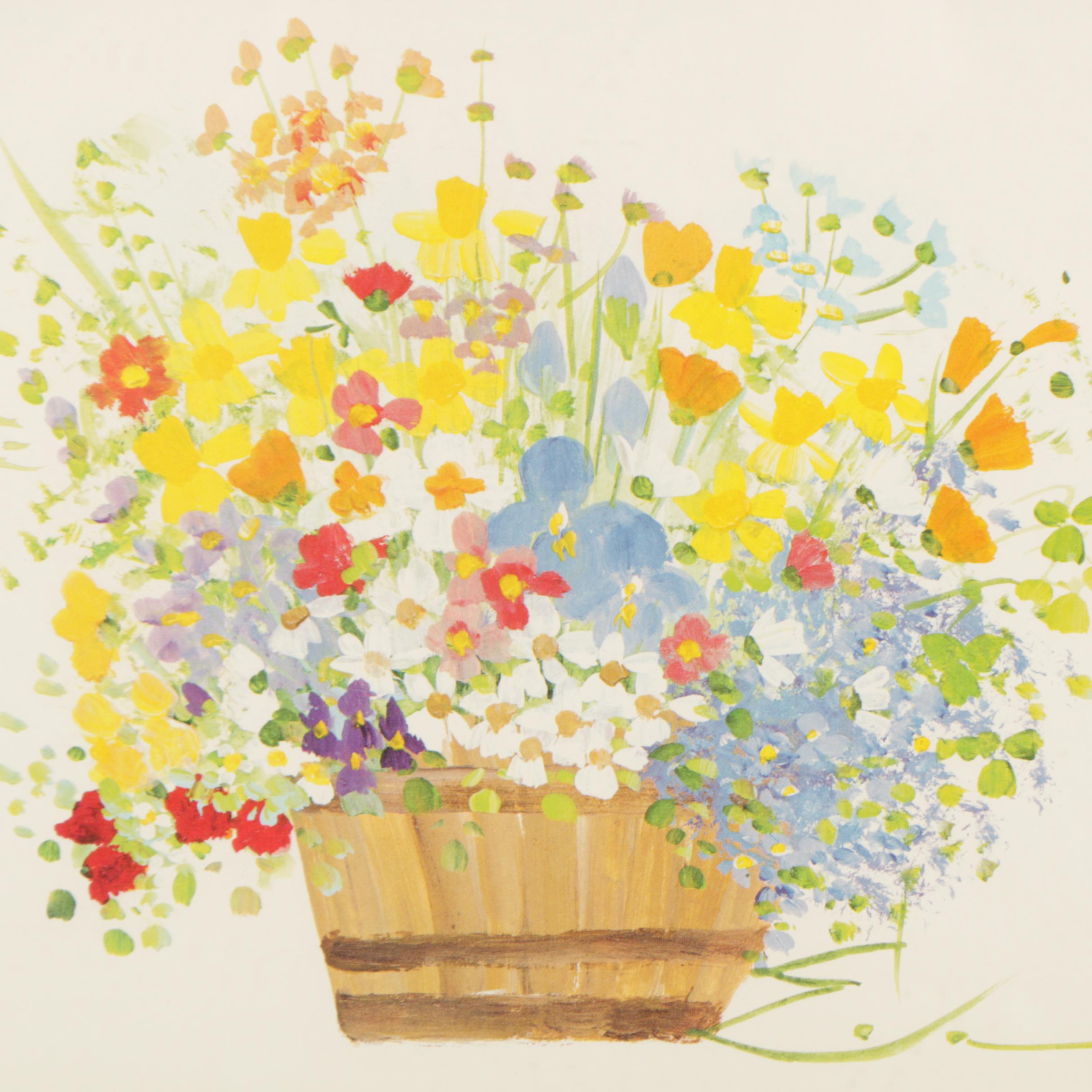 Offset Lithographs After Paintings of Floral Arrangements