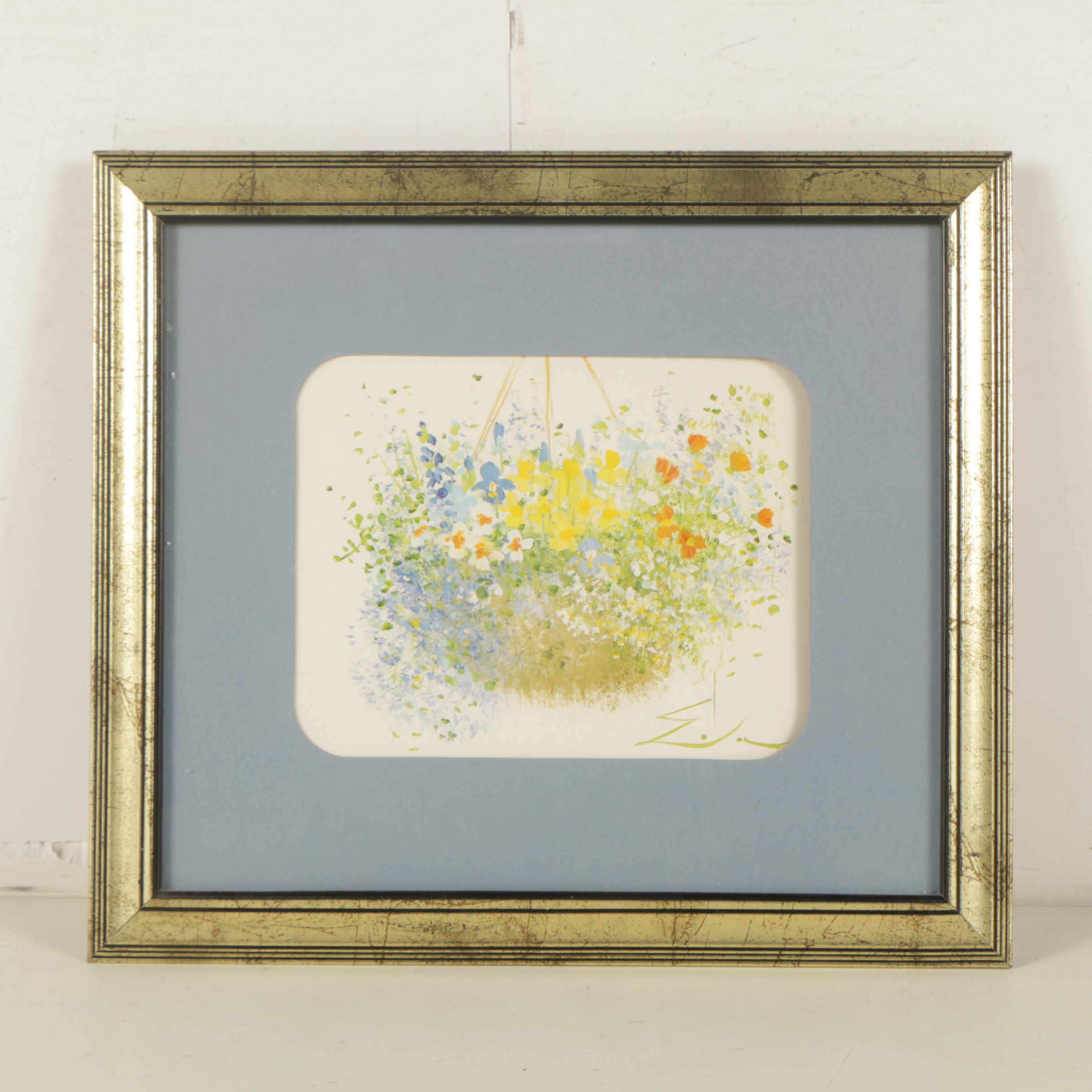 Offset Lithographs After Paintings of Floral Arrangements