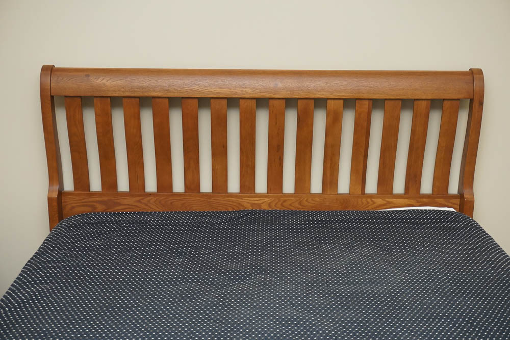 Oak Sleigh Queen-Size Bed Frame