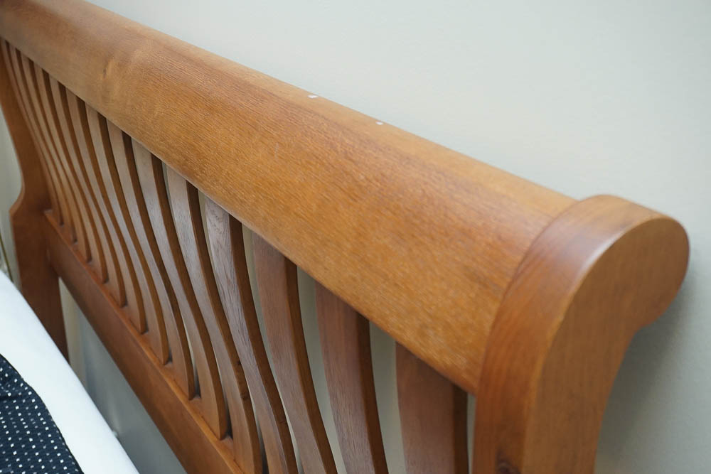 Oak Sleigh Queen-Size Bed Frame