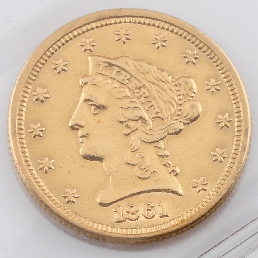 1861 Liberty Head $2 1/2 Gold Coin