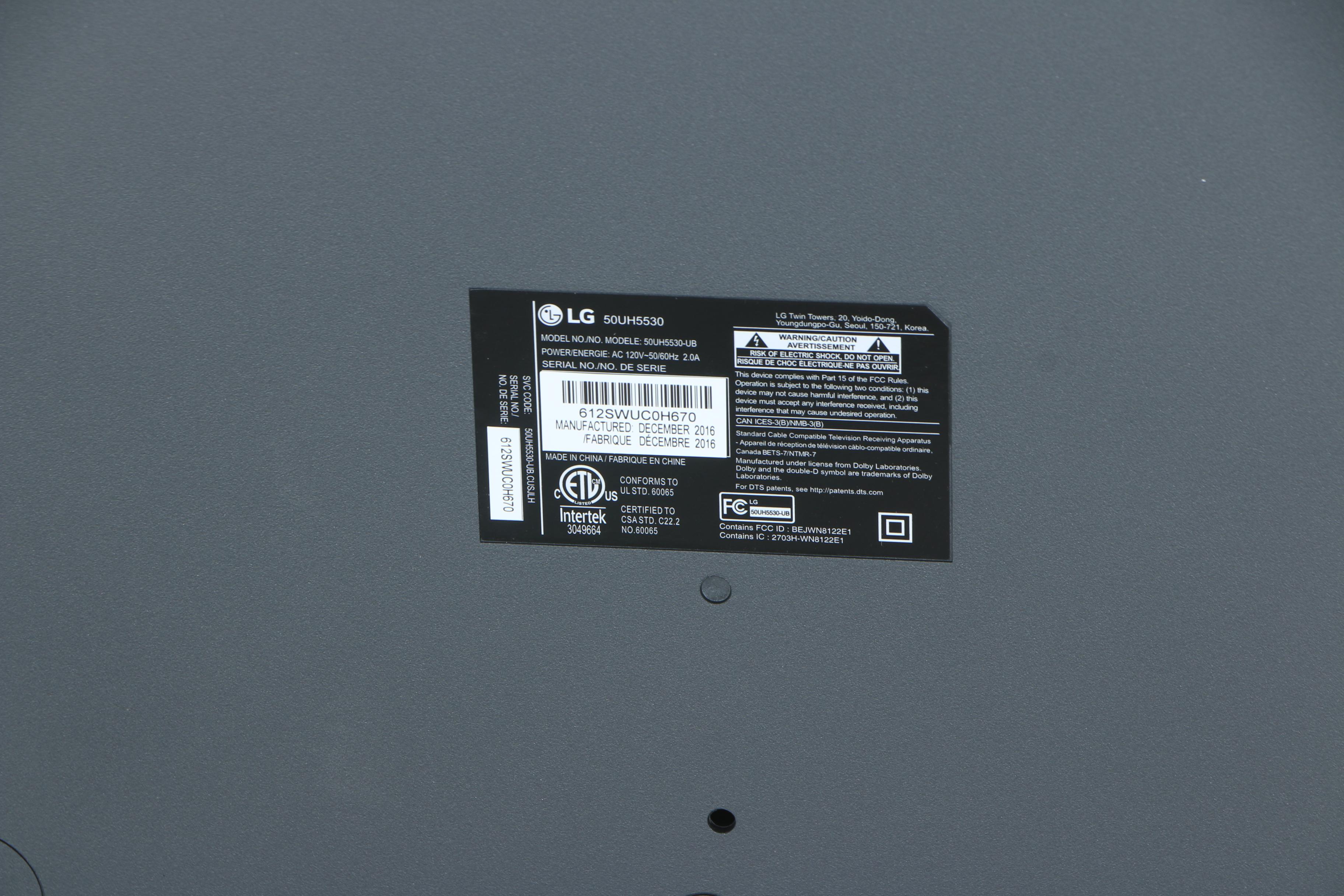 LG "UHD TV: 5o0UH55" 50" 4K Television