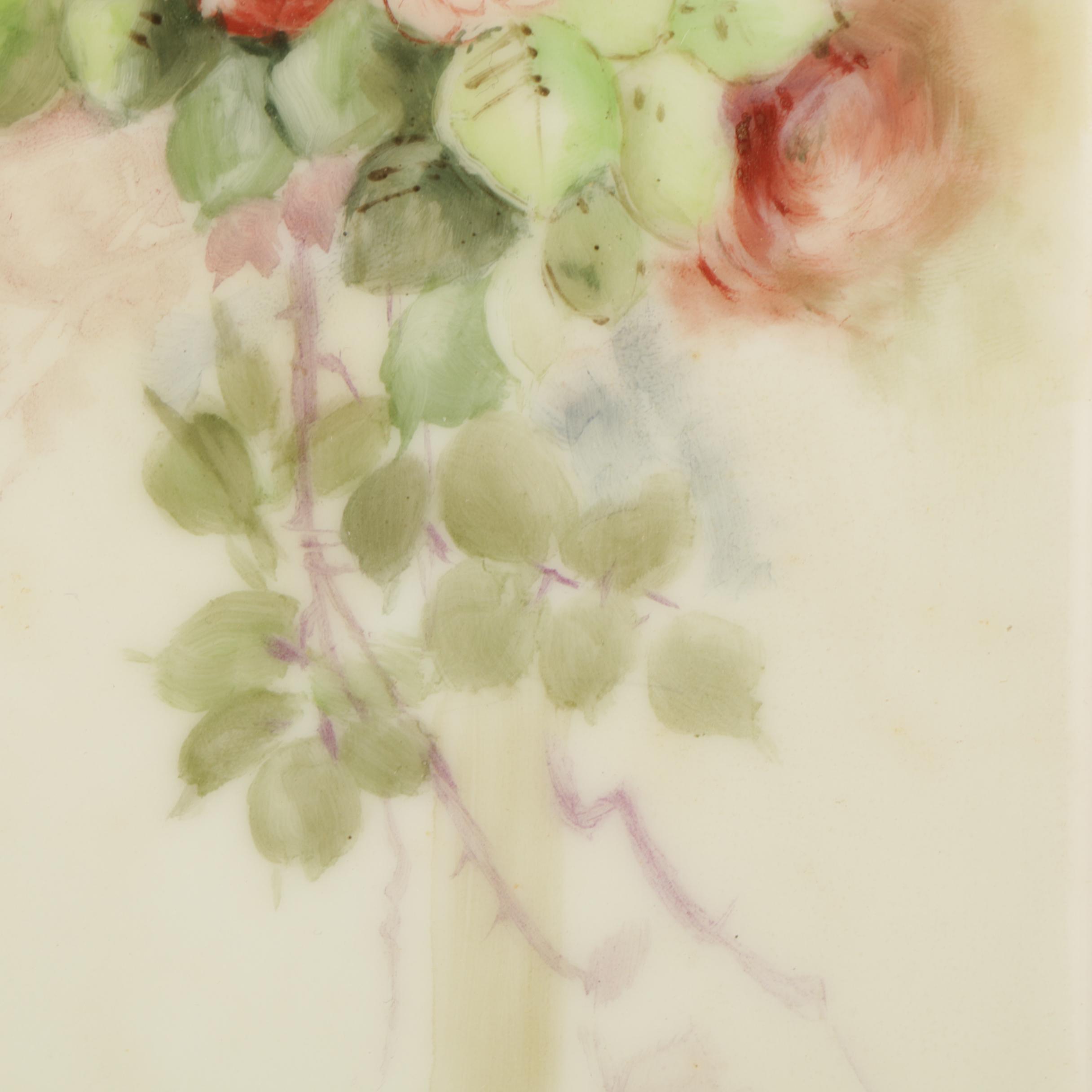 Gouache Painting of Flowers on Porcelain