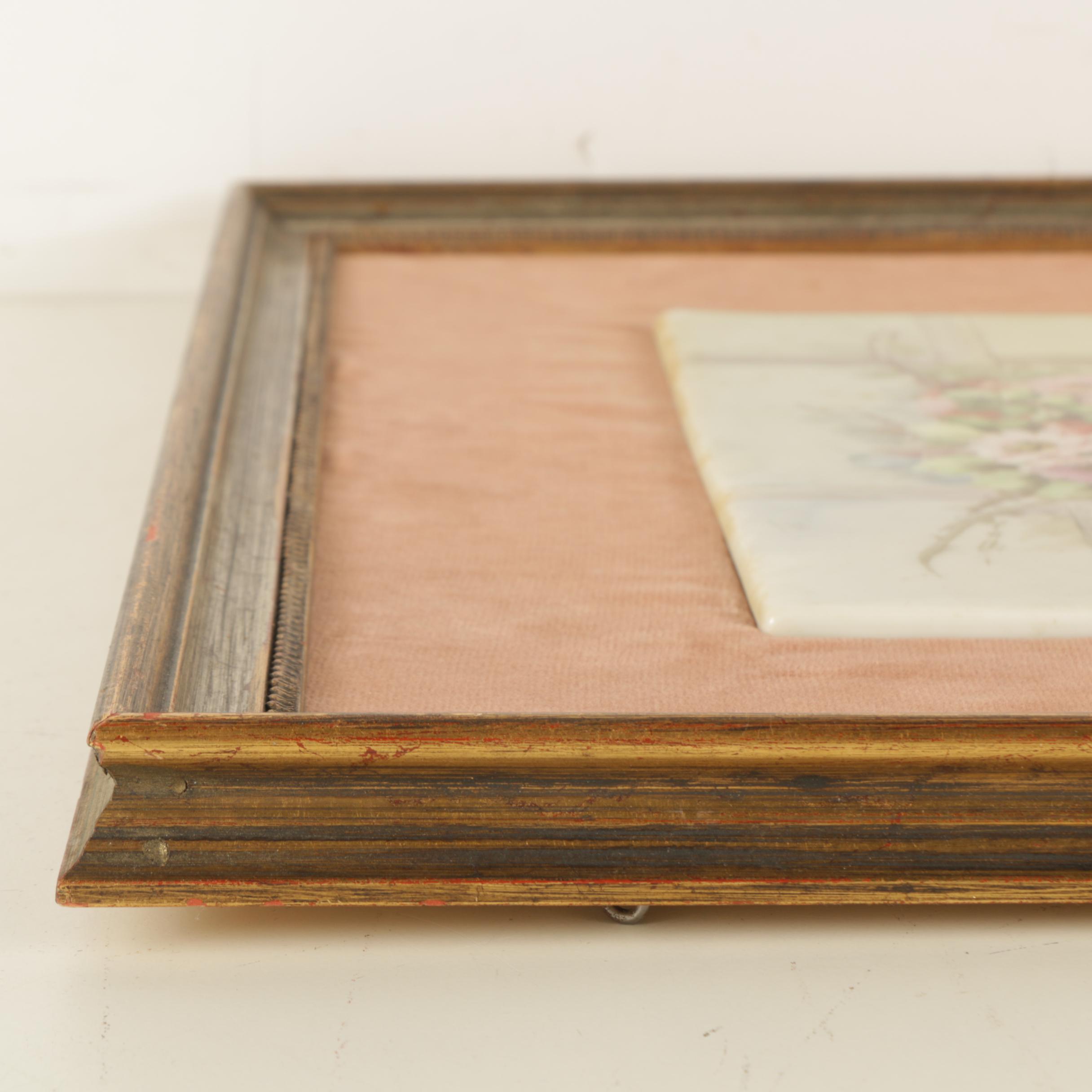 Gouache Painting of Flowers on Porcelain