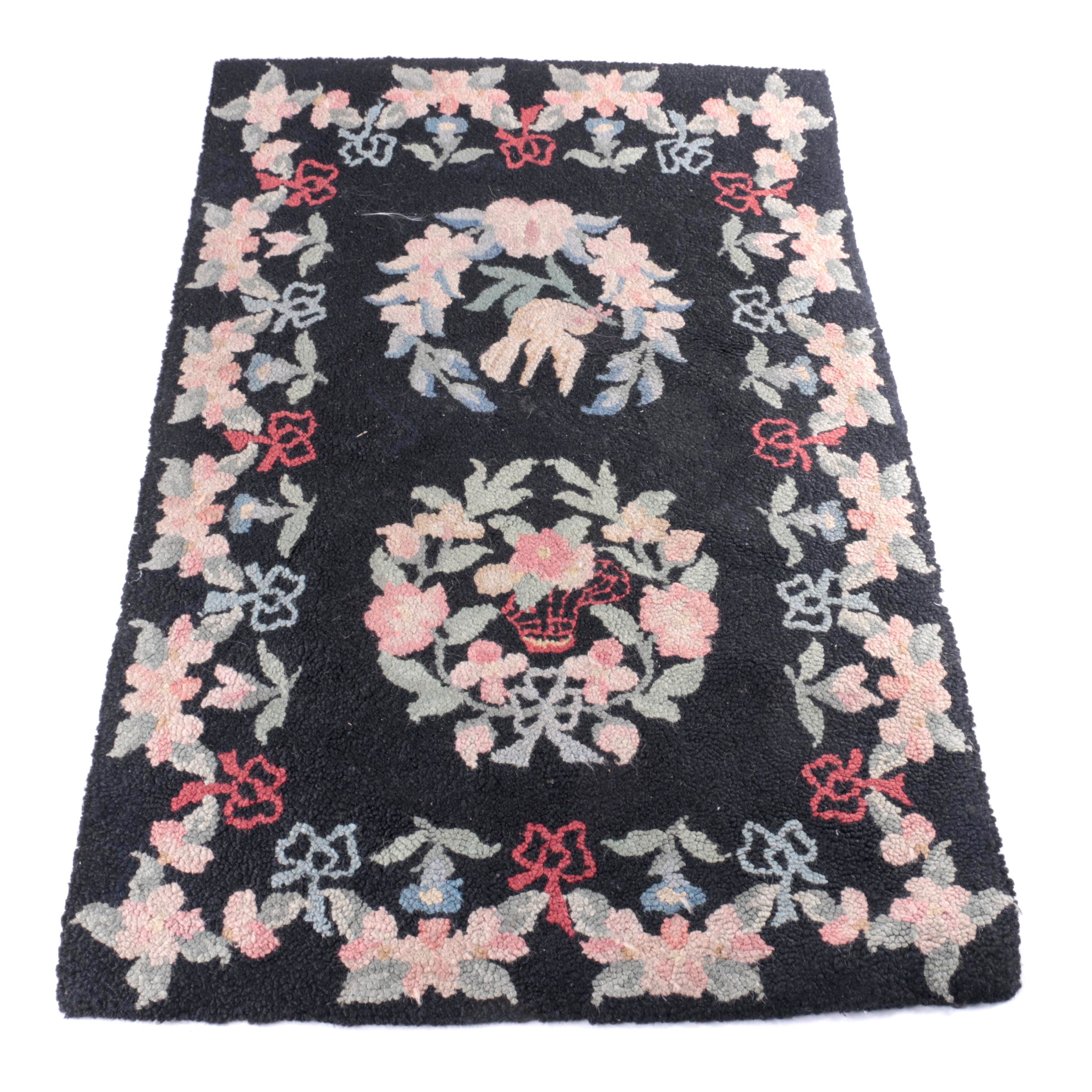 Hand-Hooked Wool Floral Accent Rug