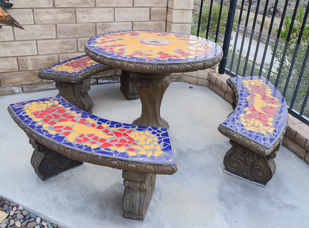 Mosaic Concrete Outdoor Patio Set