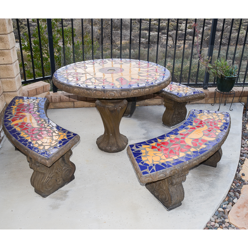 Mosaic Concrete Outdoor Patio Set