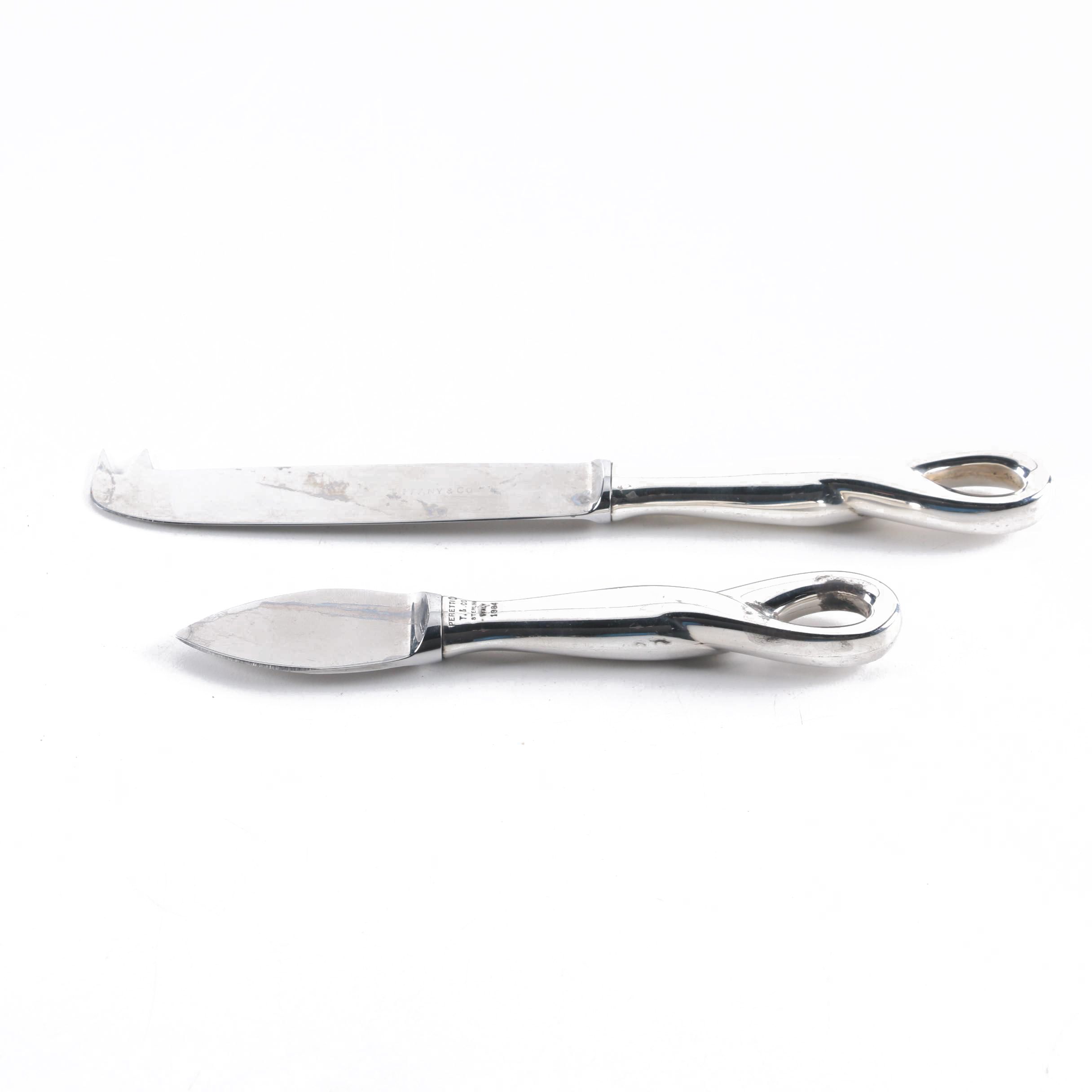 1984 Elsa Peretti for Tiffany & Co. "Padova" Sterling-Handled Cheese Knives