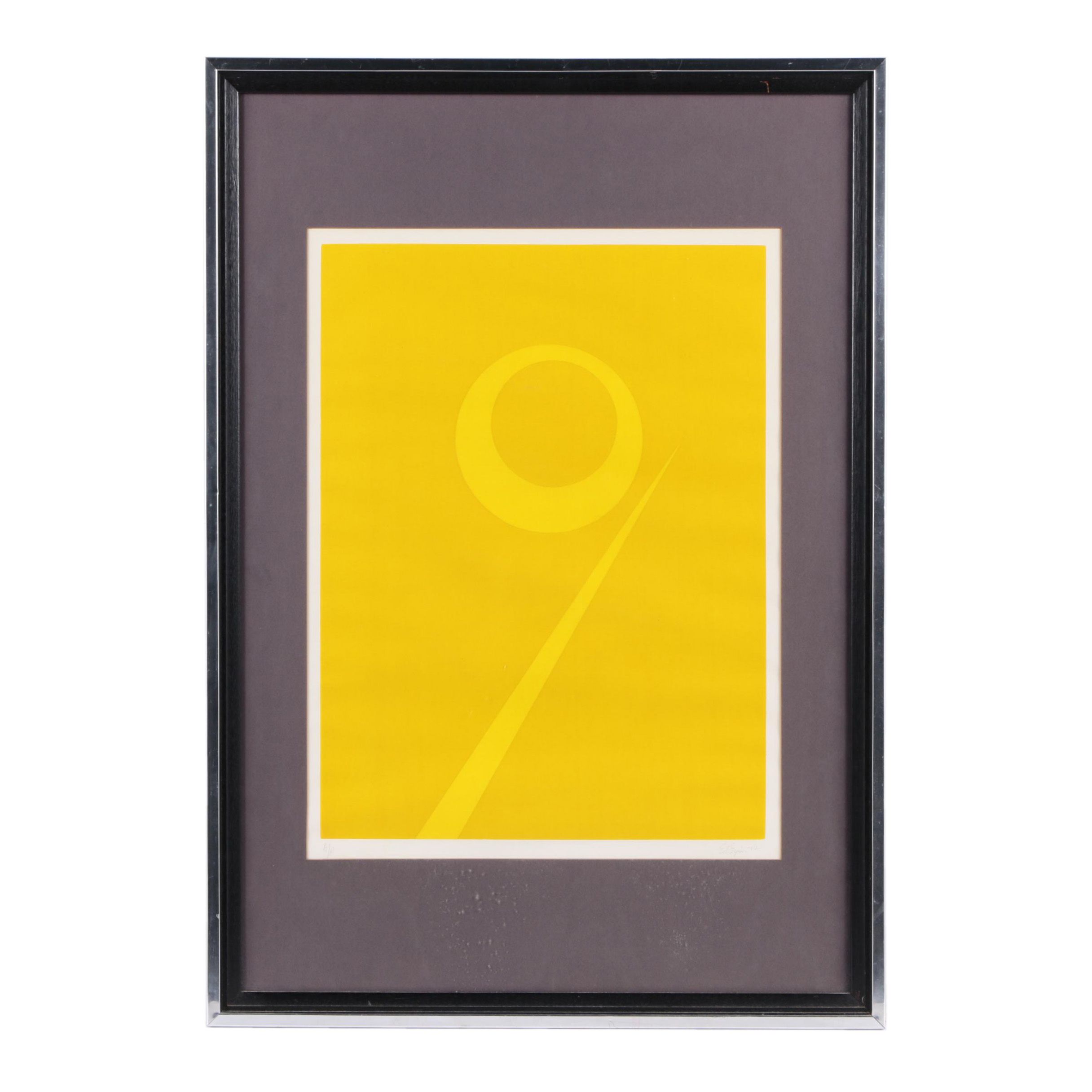 1972 Artist's Proof Lithograph on Paper of Abstract Yellow Composition