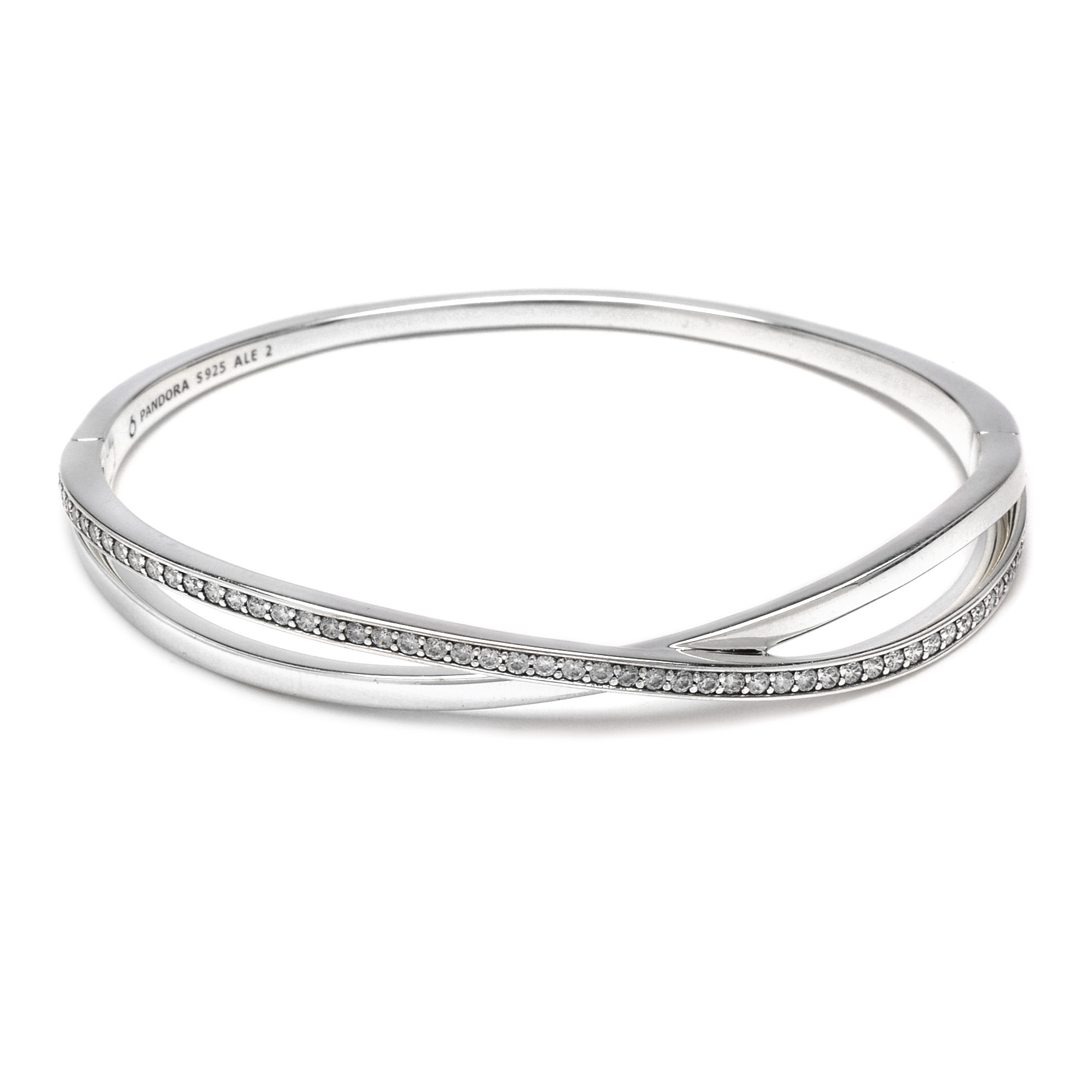 Pandora Sterling Silver Hinged Crossover Bangle