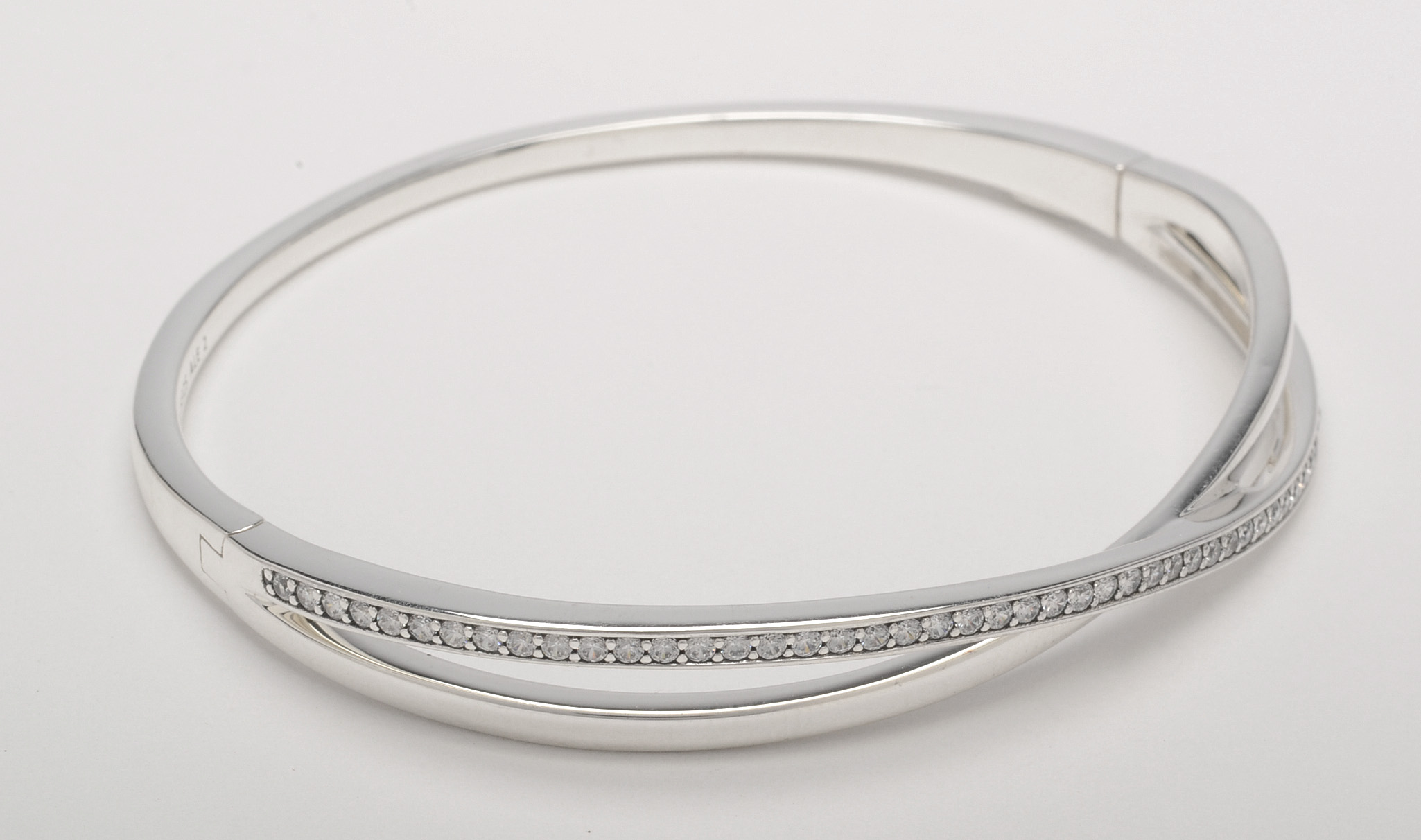Pandora Sterling Silver Hinged Crossover Bangle