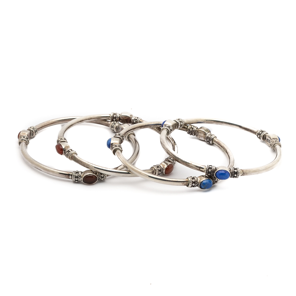Sterling Silver "Harmony of Three" Stacking Bracelets