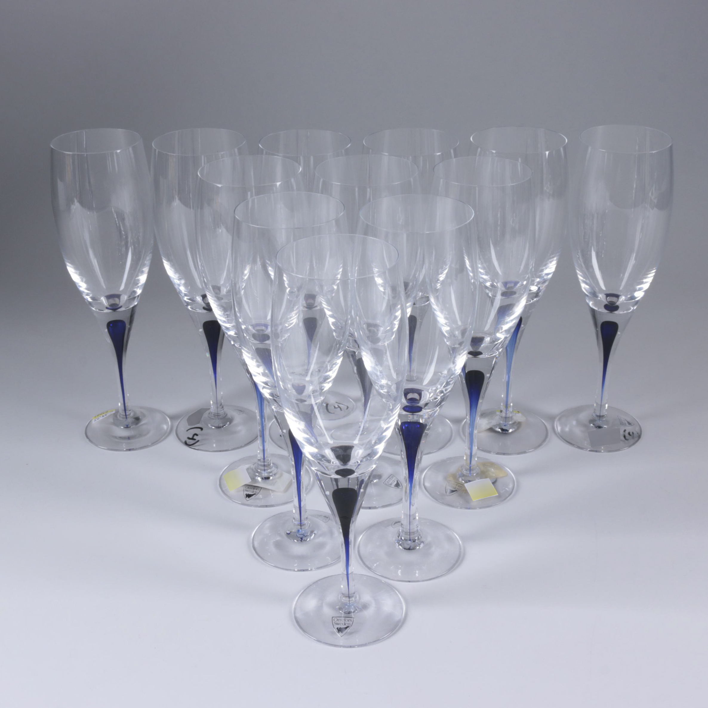 Orrefors "Intermezzo Blue" Crystal Wine Glasses