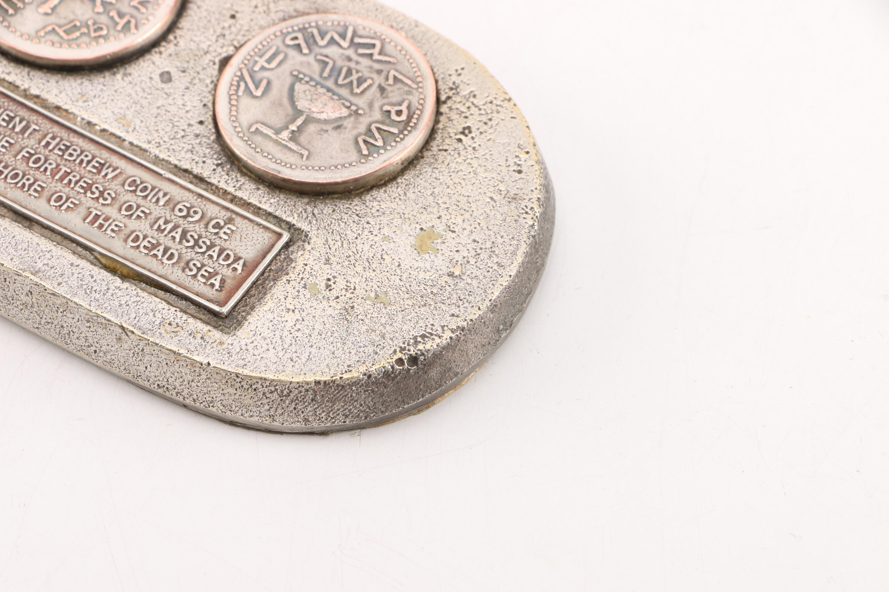 Pair of Hebrew Replica Coin Plaques