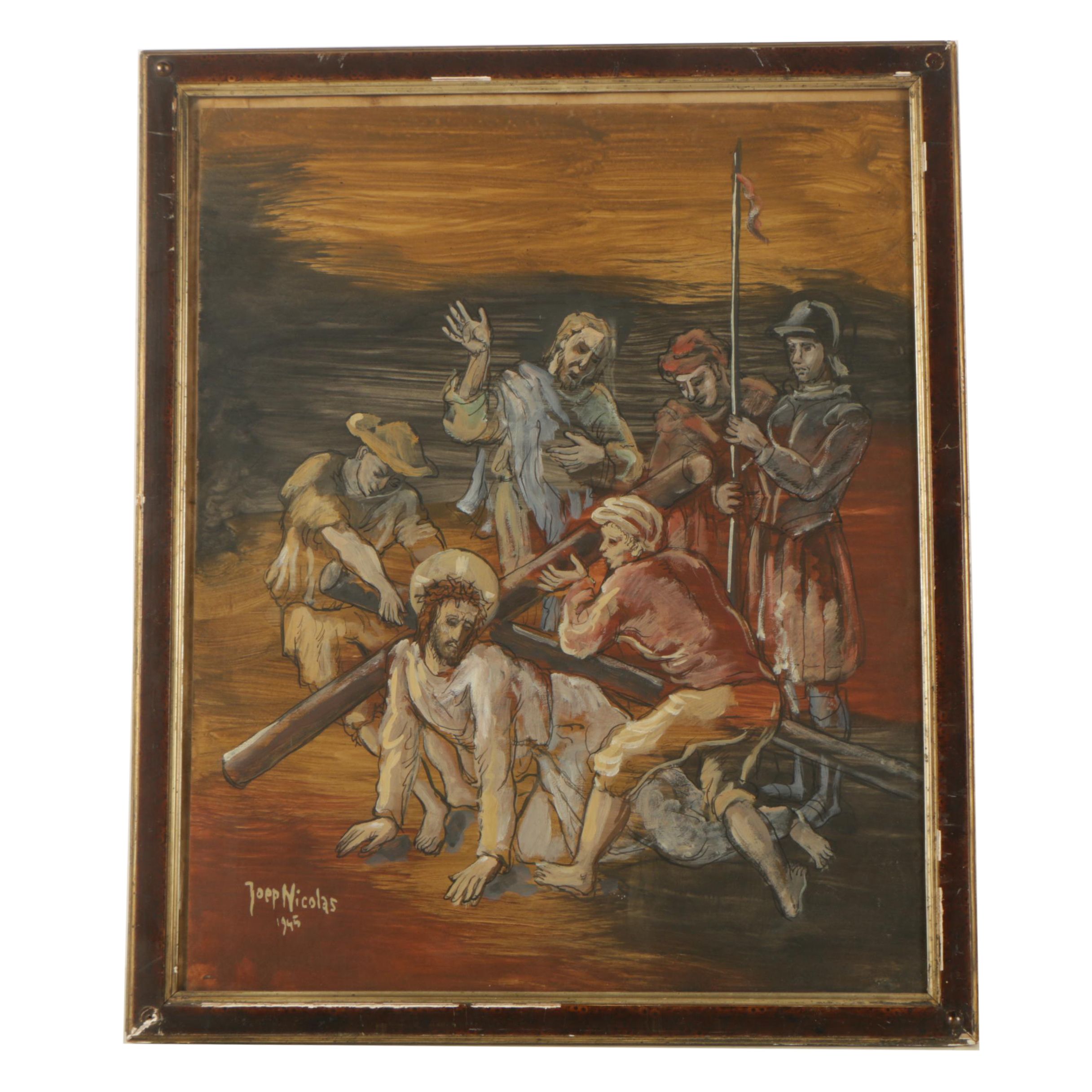 Joep Nicolas Oil Painting of Christ Carrying the Cross