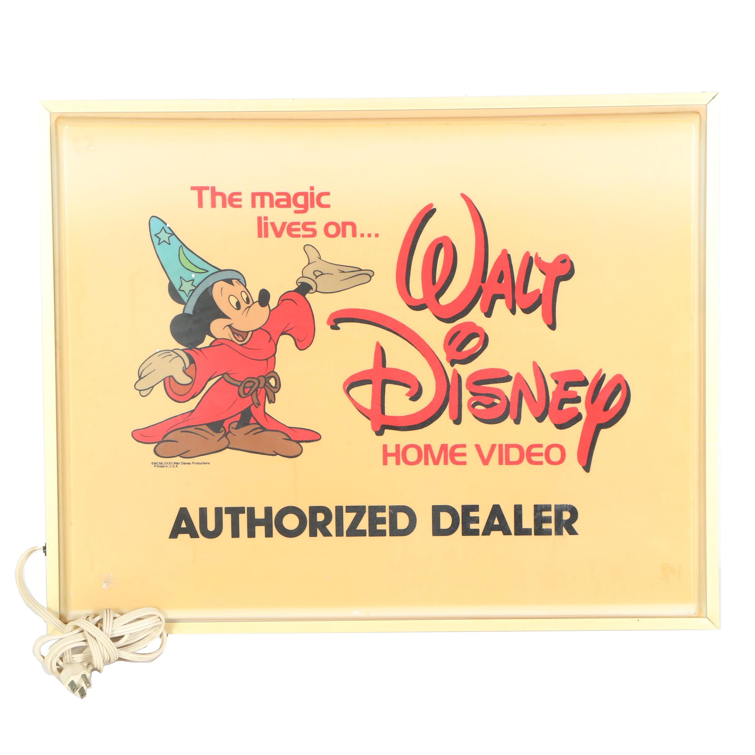 Walt Disney Home Video "Authorized Dealer" Sign