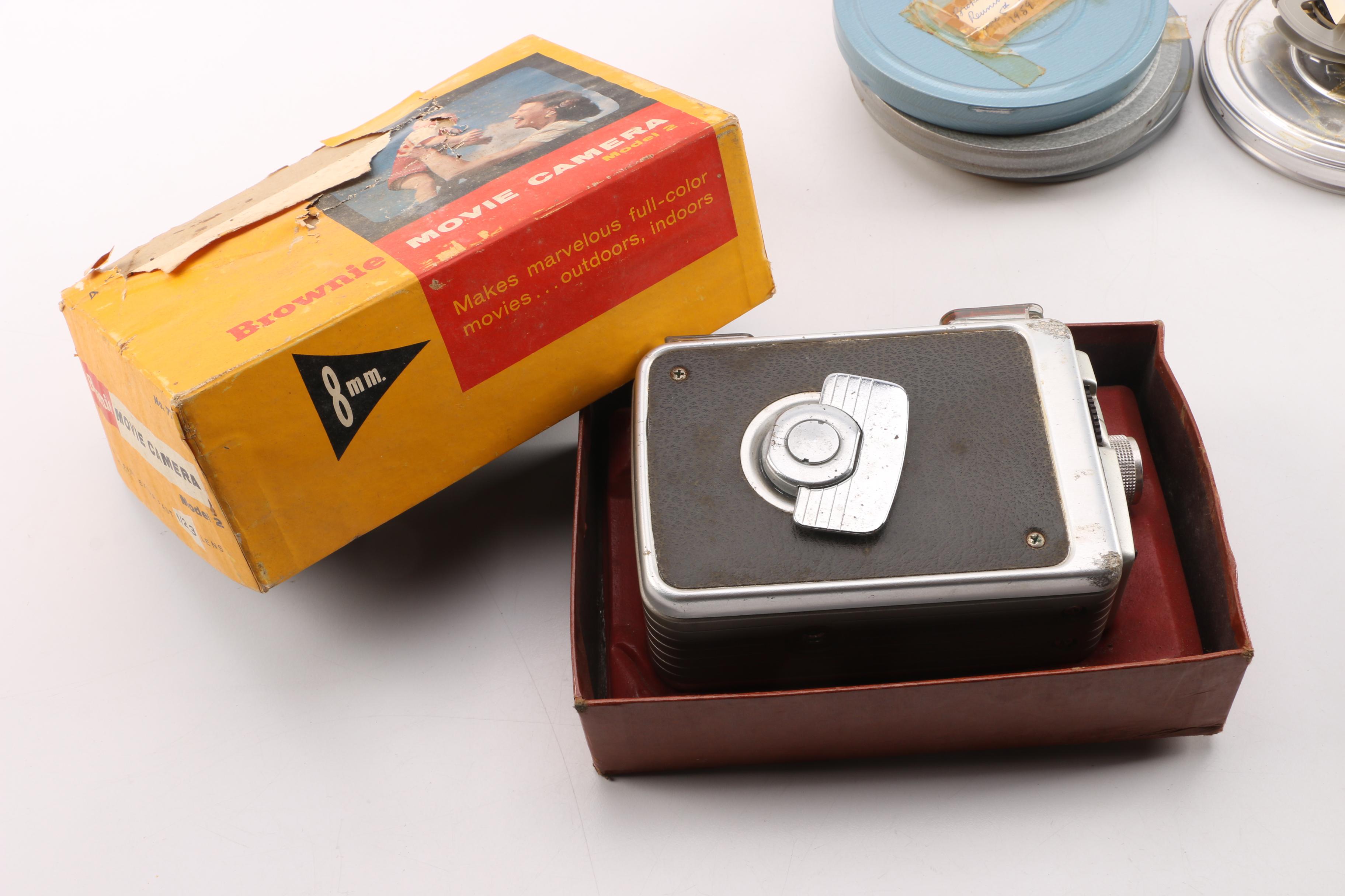 Vintage Kodak Brownie 8mm Movie Camera with Film Reels