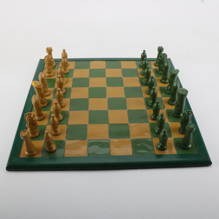 Yellow and Green Chess Board