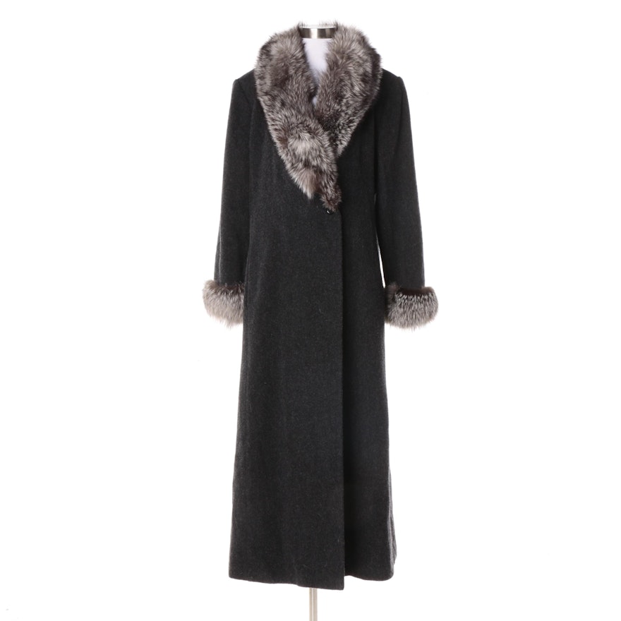 Women's Marvin Richards Lambswool Coat with Fox Fur Trim