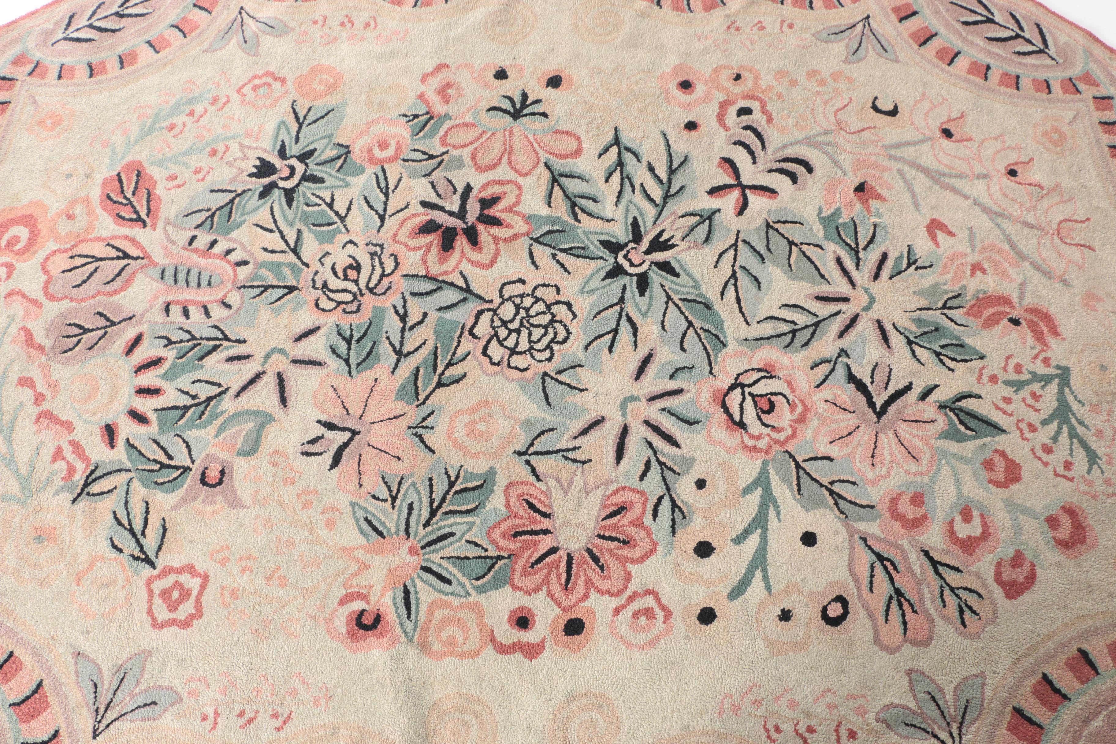 Vintage Hooked Floral Accent Rug