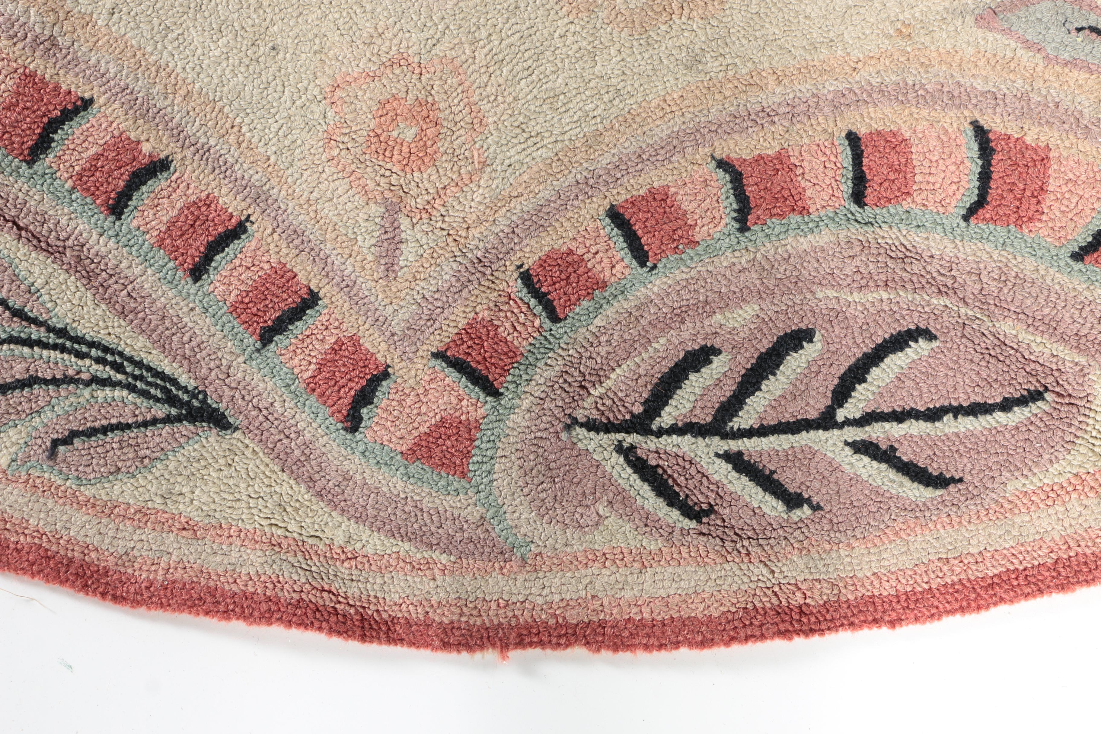 Vintage Hooked Floral Accent Rug