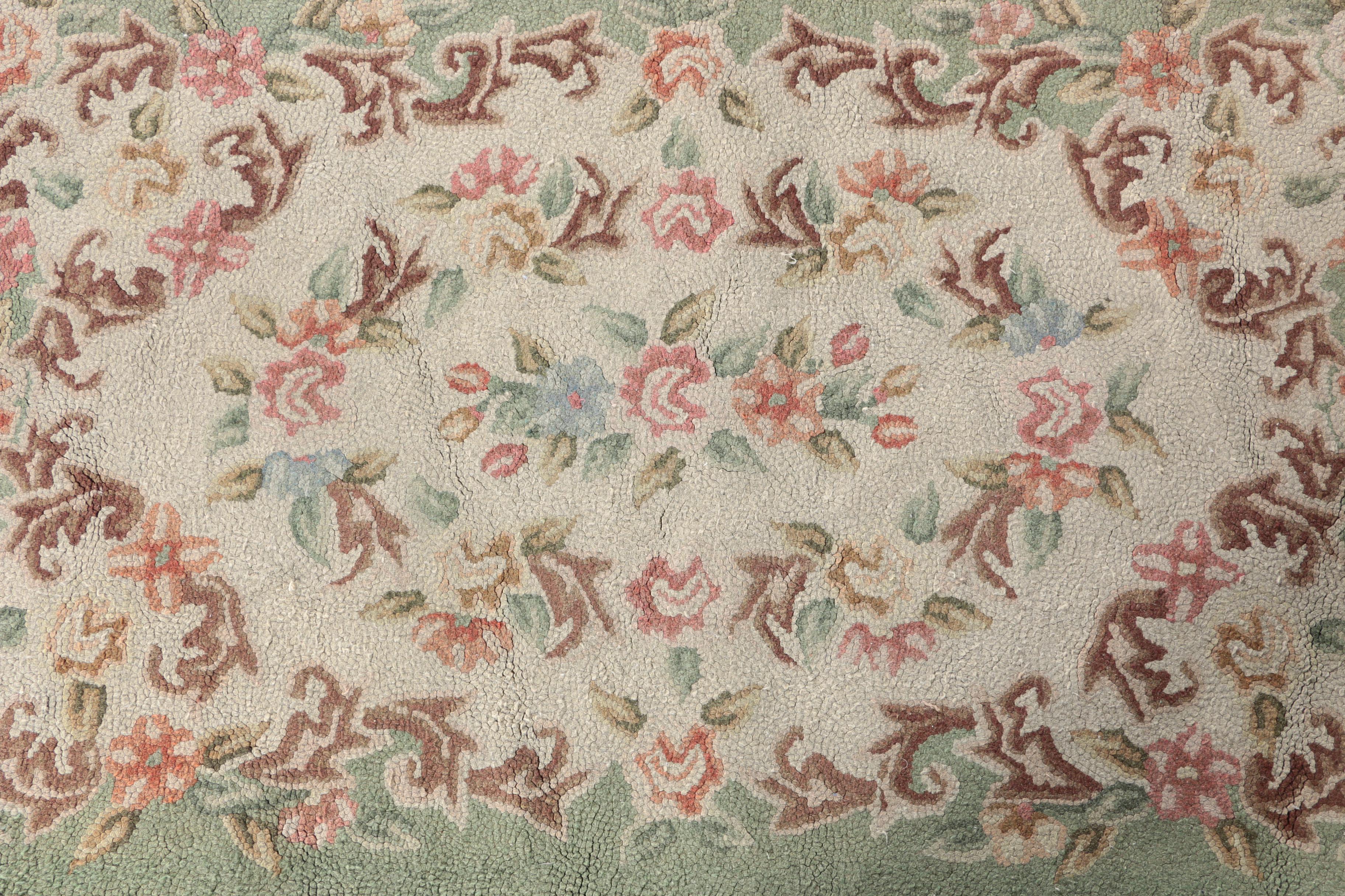 Vintage Hooked Floral Accent Rug