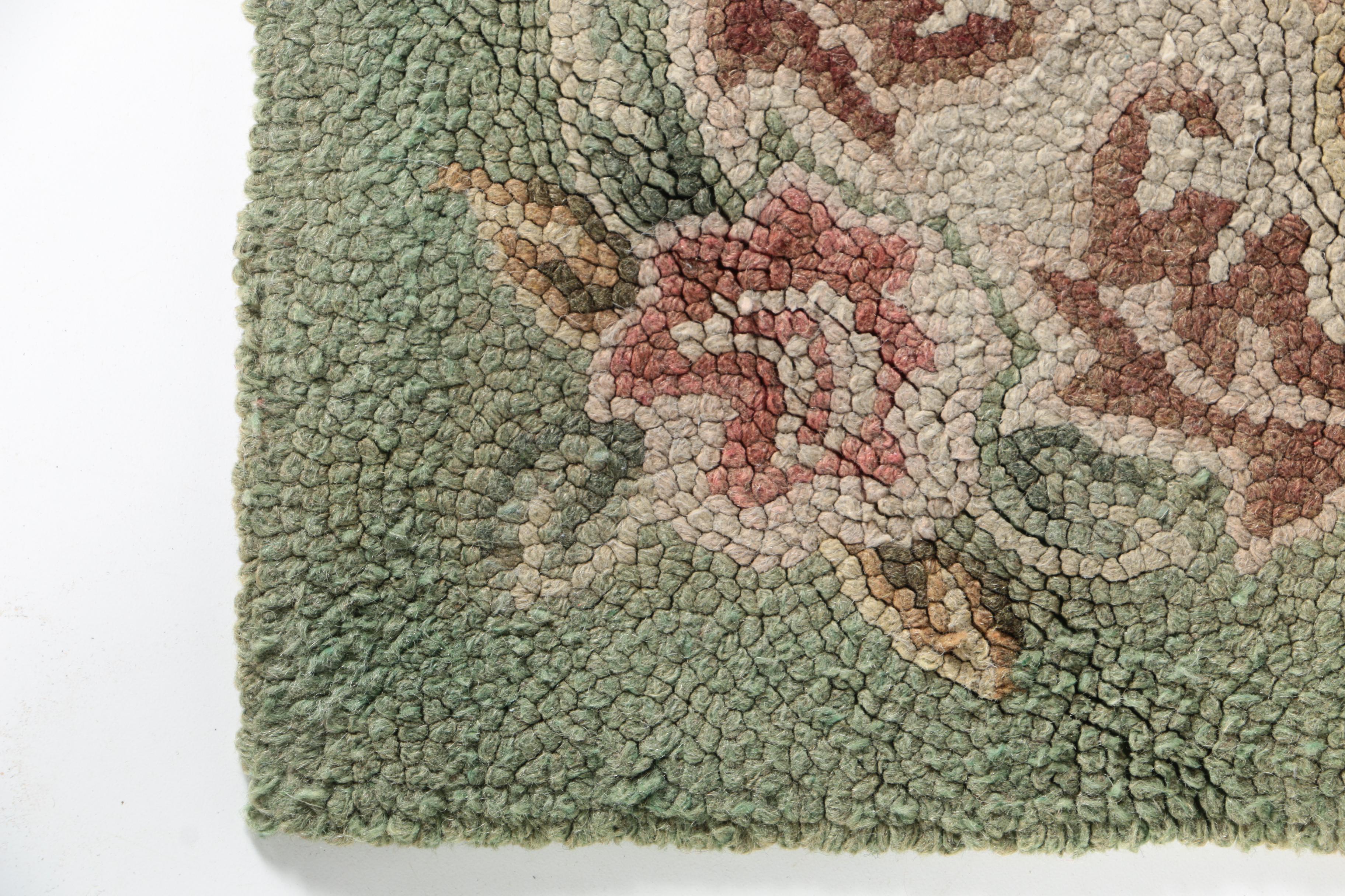 Vintage Hooked Floral Accent Rug