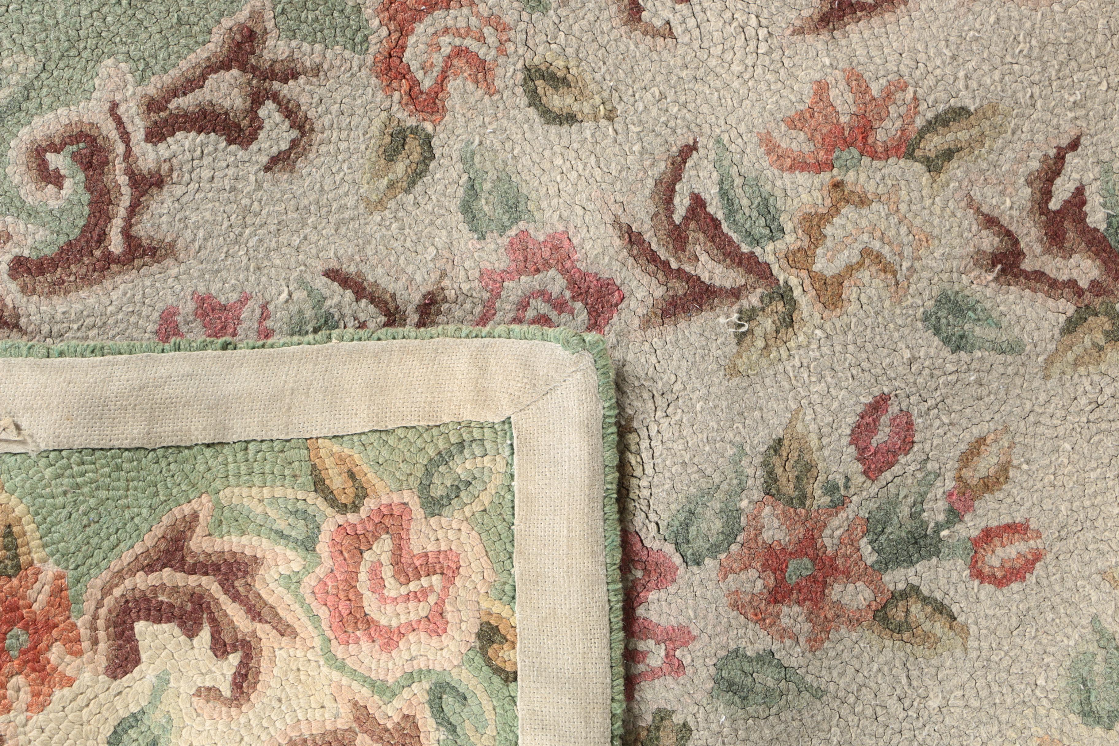 Vintage Hooked Floral Accent Rug