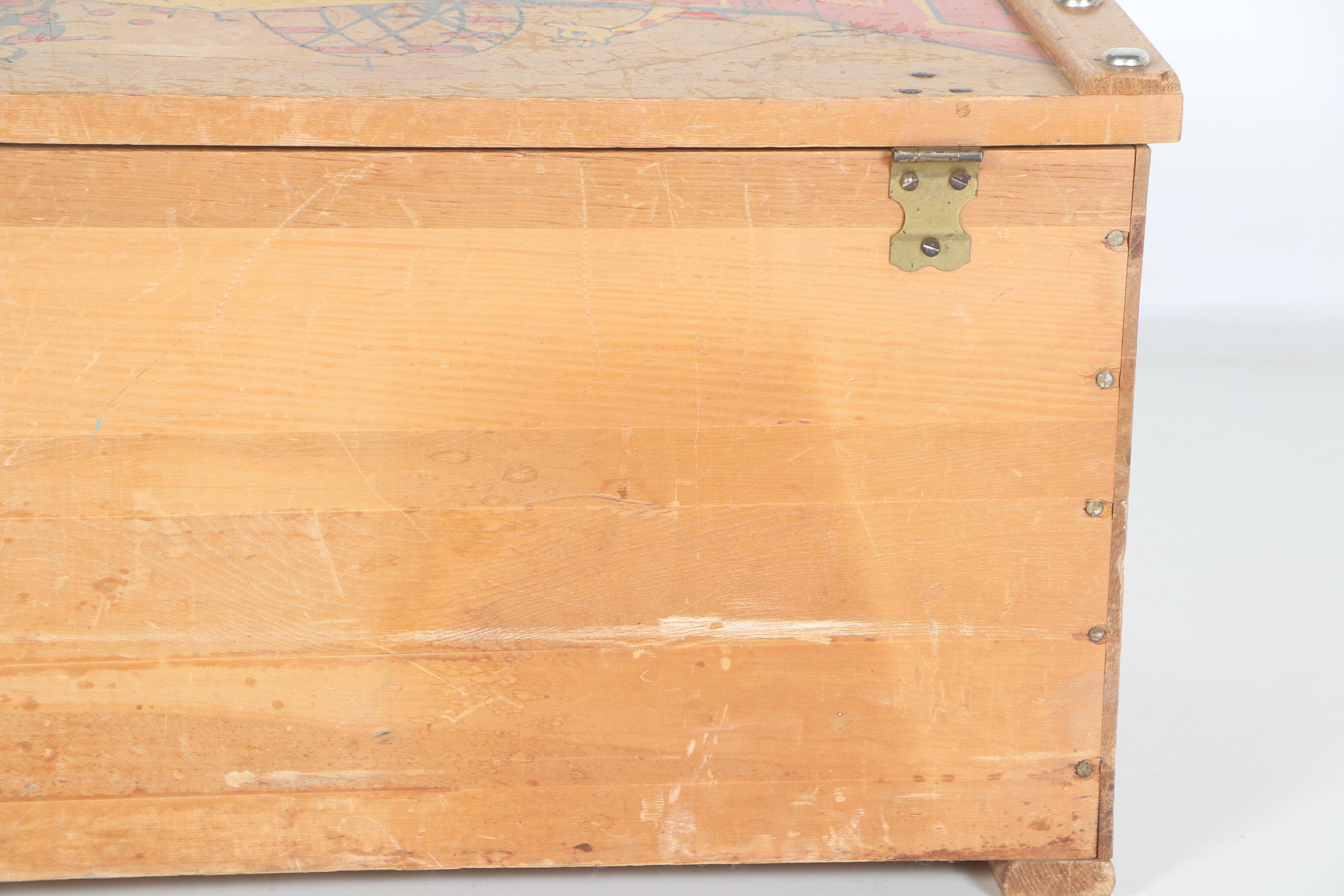 Circa 1950s Toy Box with Circus Decoration