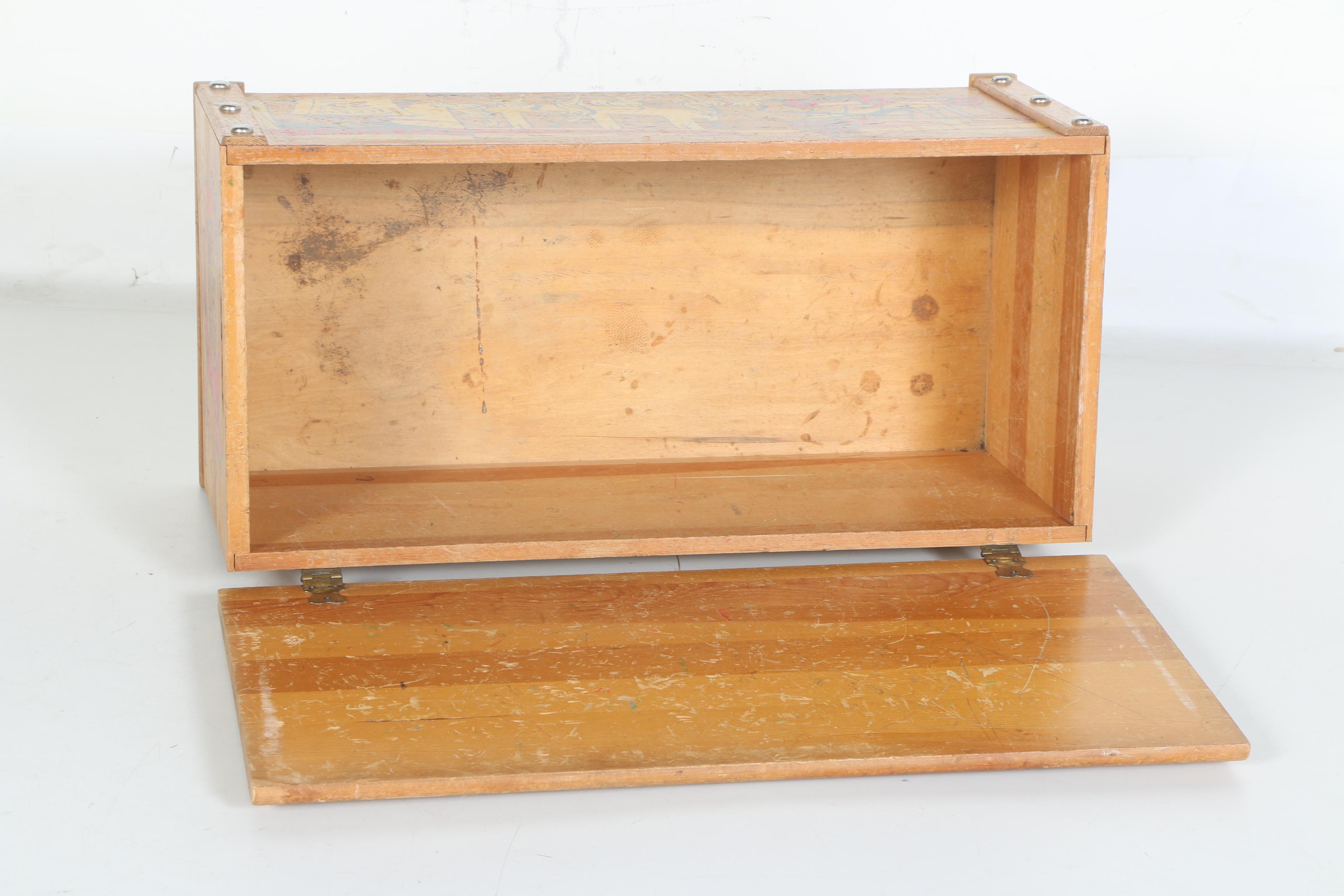 Circa 1950s Toy Box with Circus Decoration