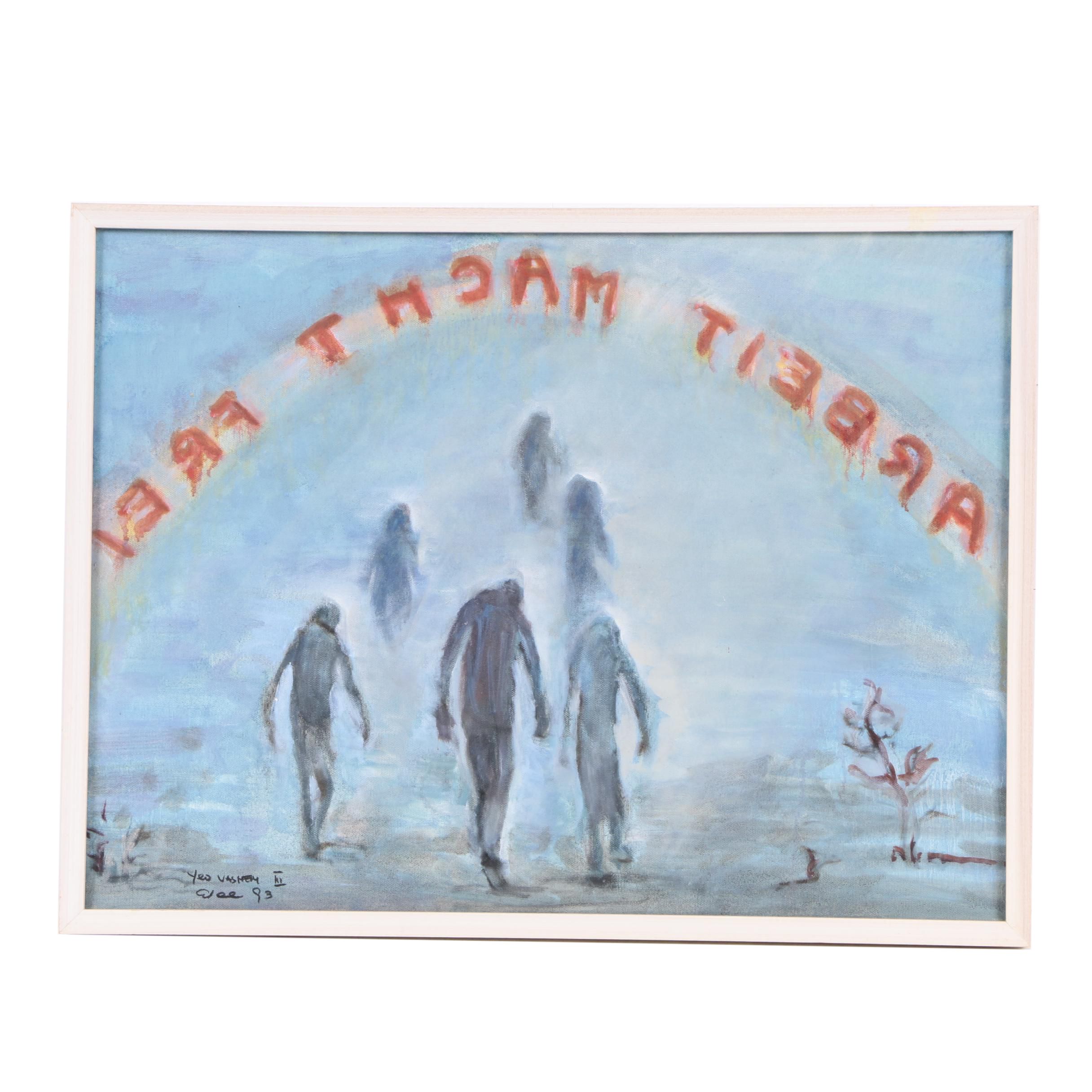 Eloe Woolf-Laiken Oil Painting "Arbeit Macht Frei"