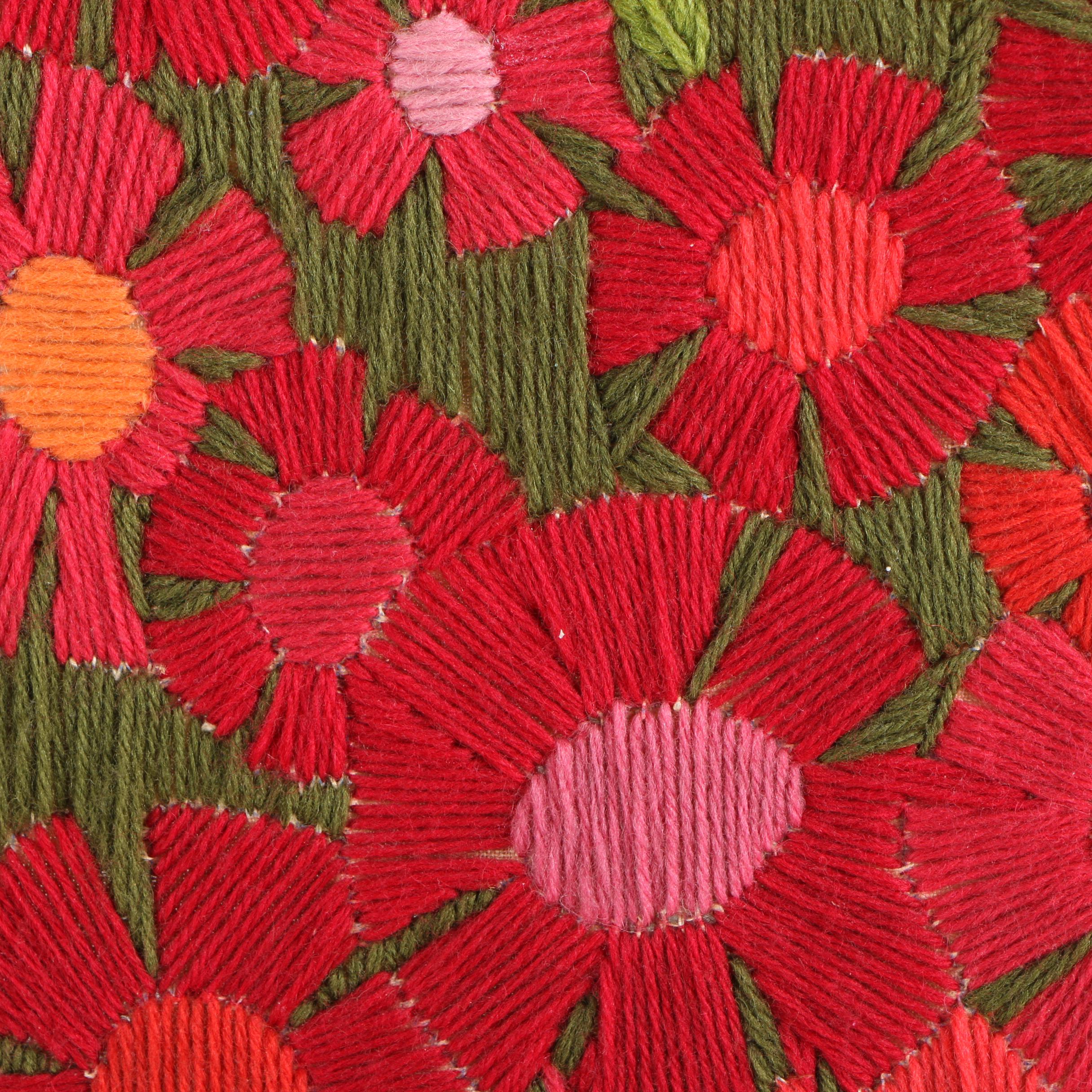 Crewel Embroidery of Flowers