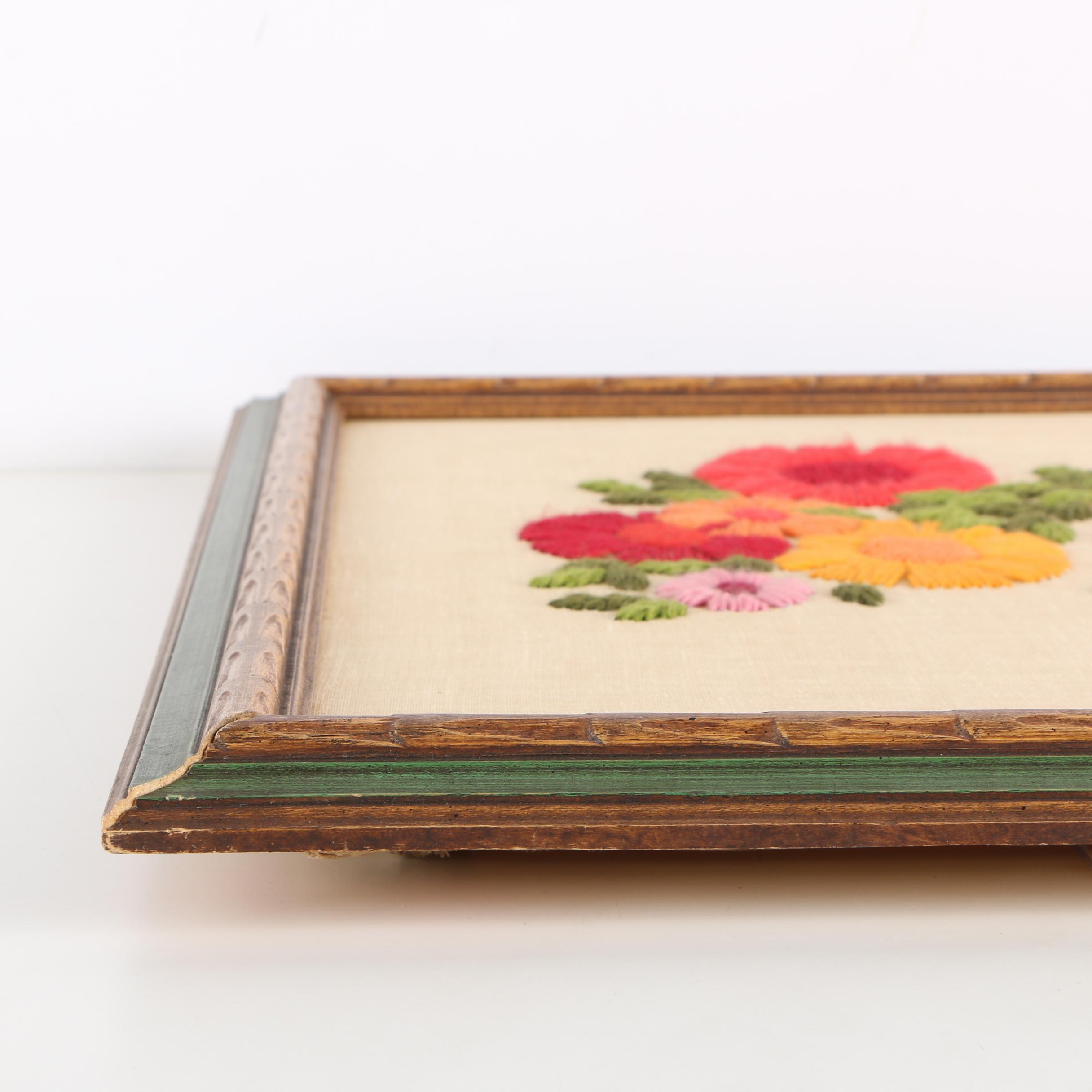 Crewel Embroidery of Flowers