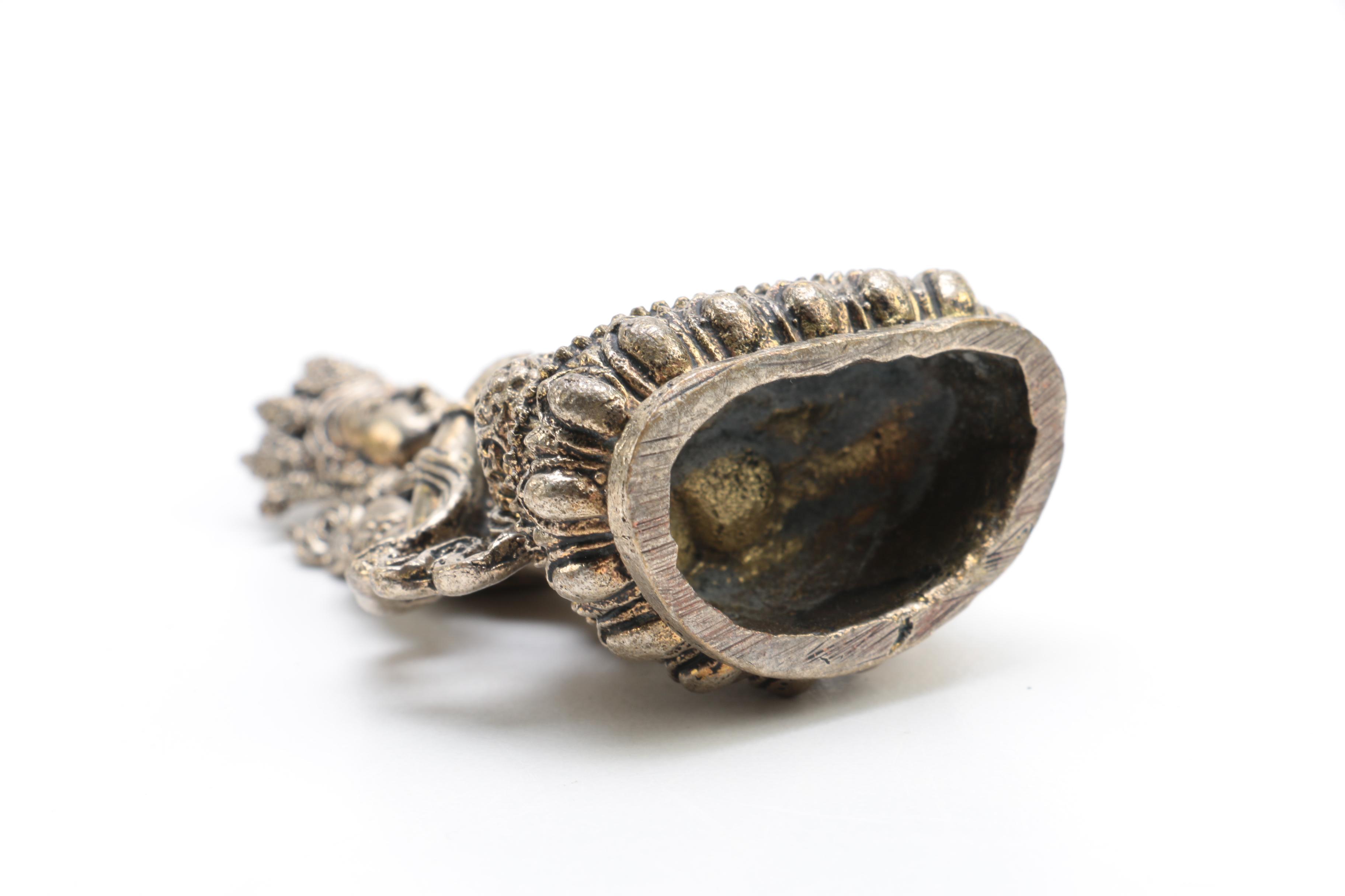 Silver Tone Metal Figurines of White Tara and Vajrasattva