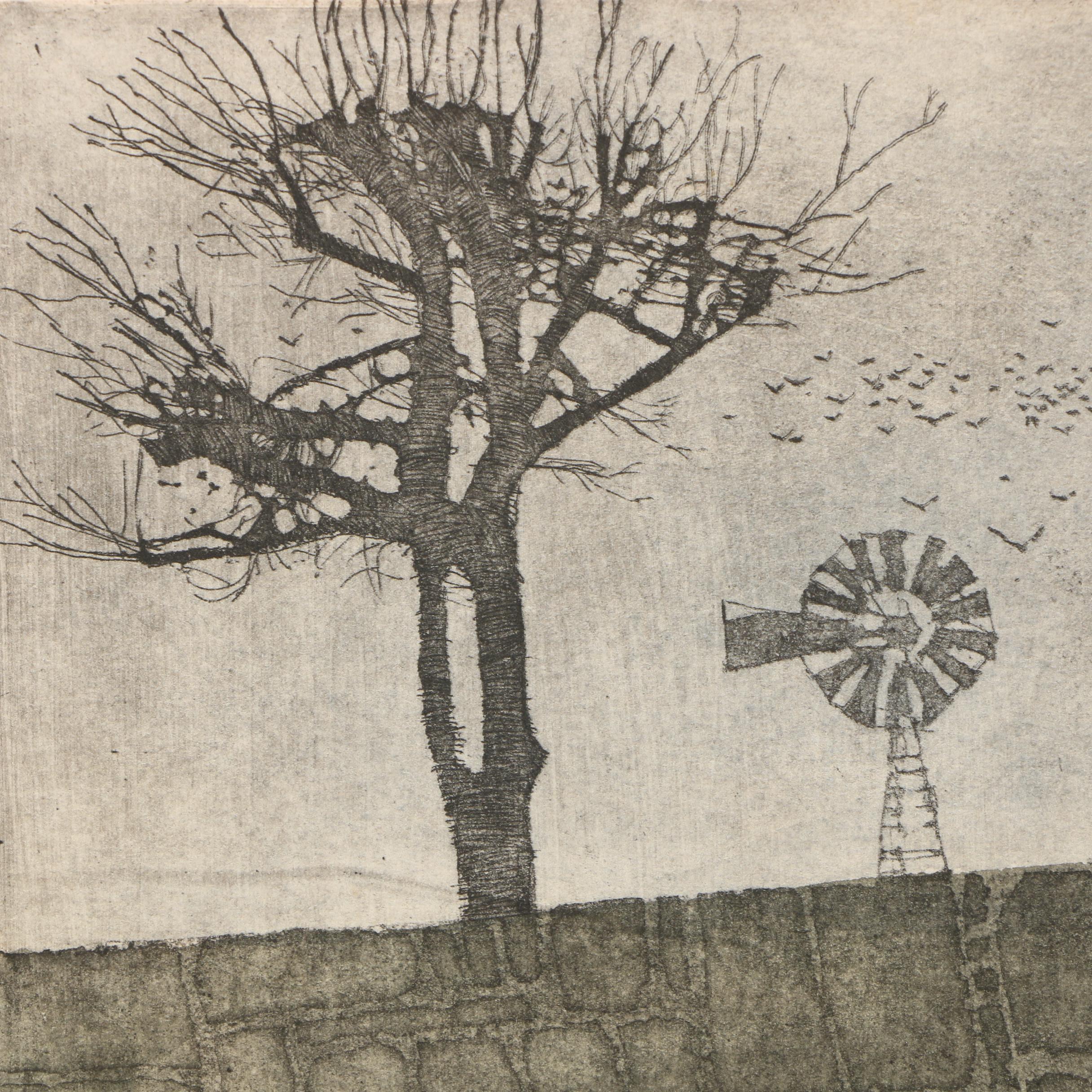 Danny Phifer Limited Edition Soft Ground Etching On Cotton Rag Paper "Barnyard"