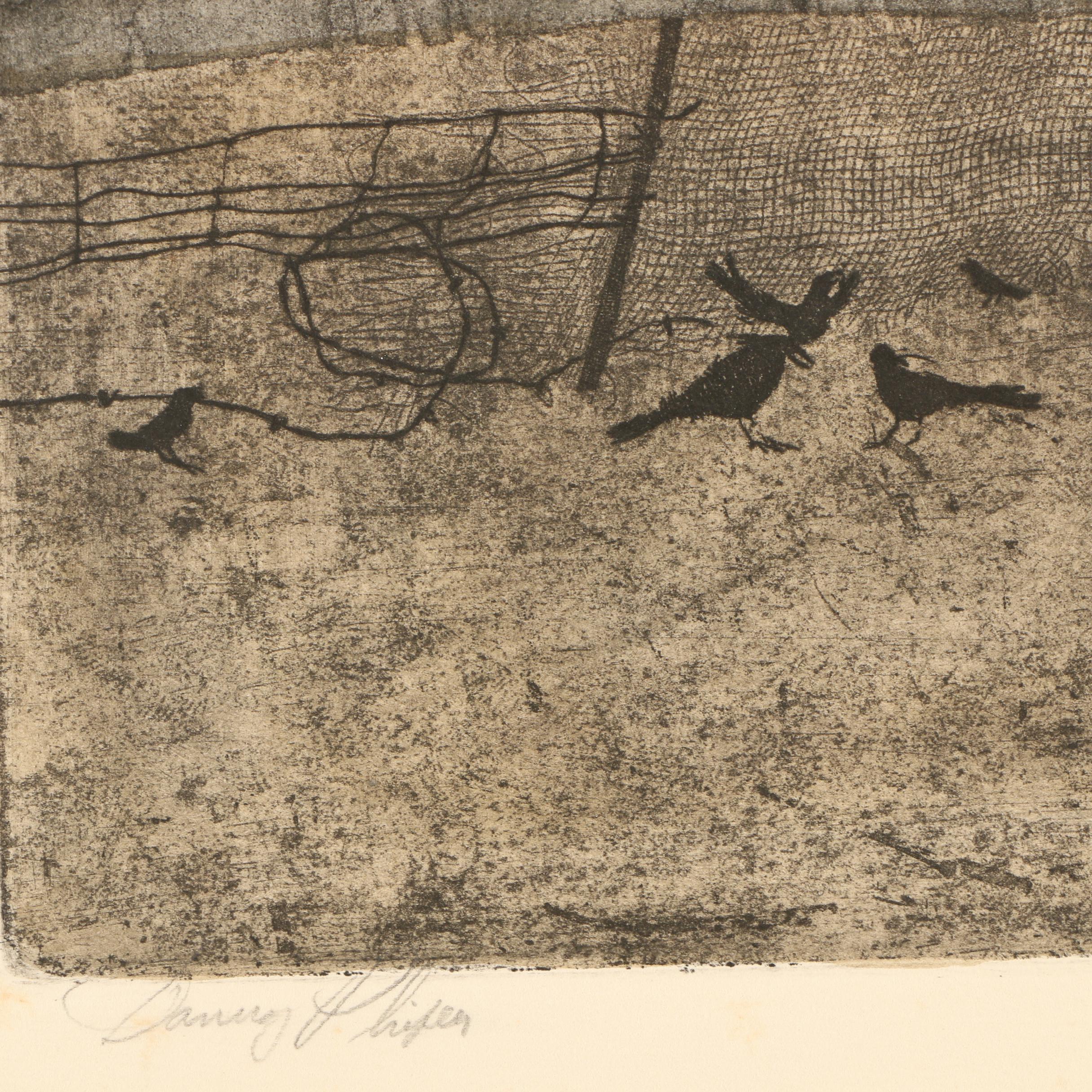 Danny Phifer Limited Edition Soft Ground Etching On Cotton Rag Paper "Barnyard"