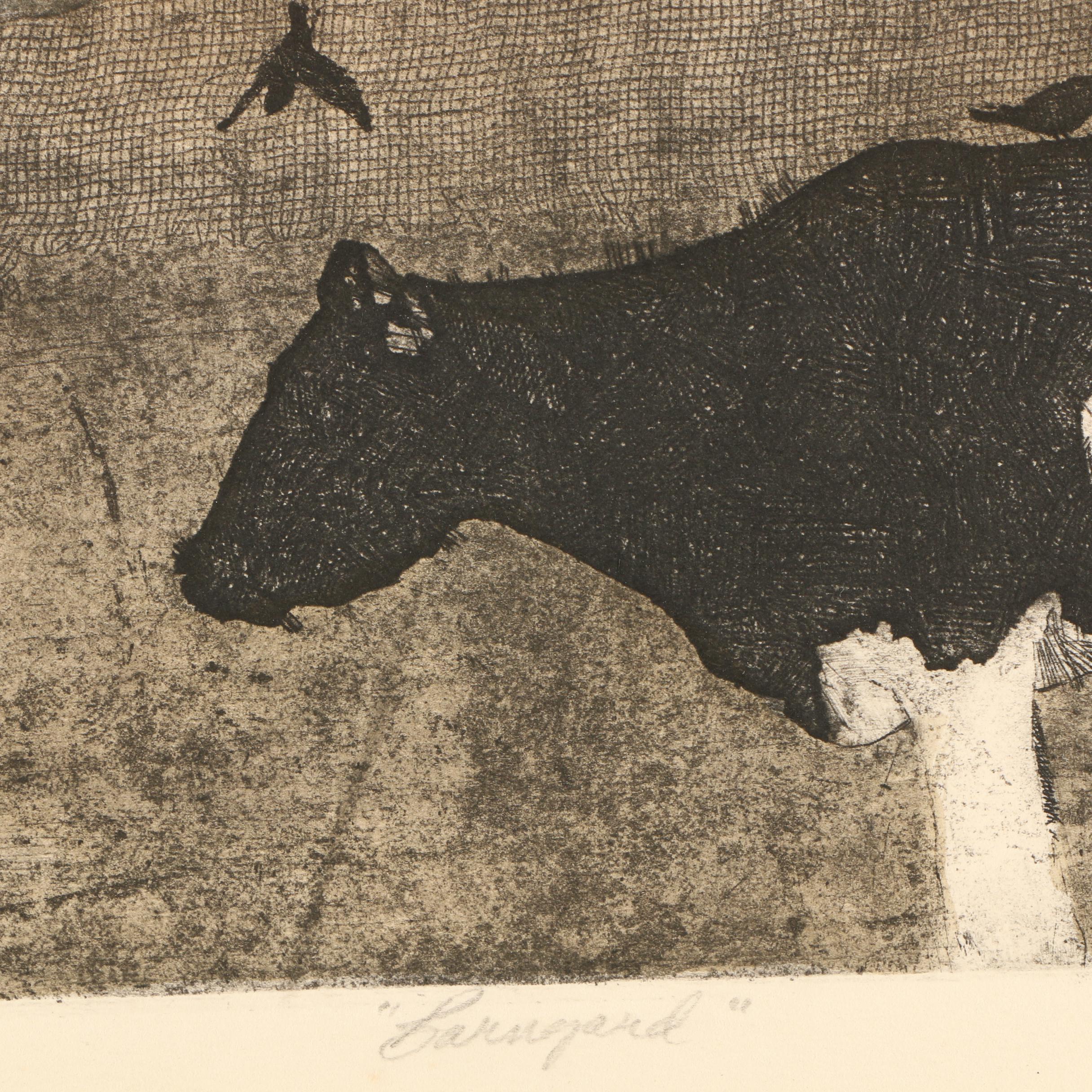 Danny Phifer Limited Edition Soft Ground Etching On Cotton Rag Paper "Barnyard"