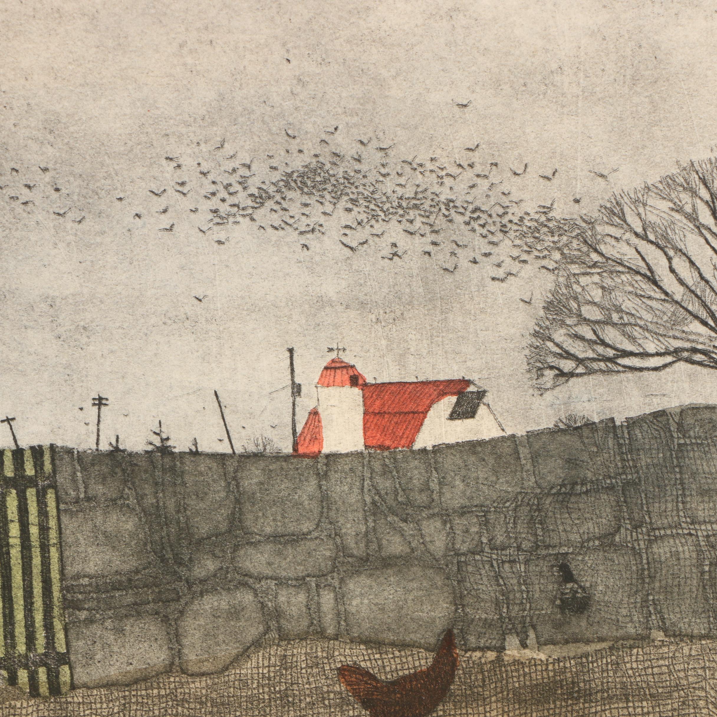 Danny Phifer Limited Edition Soft Ground Etching On Cotton Rag Paper "Barnyard"