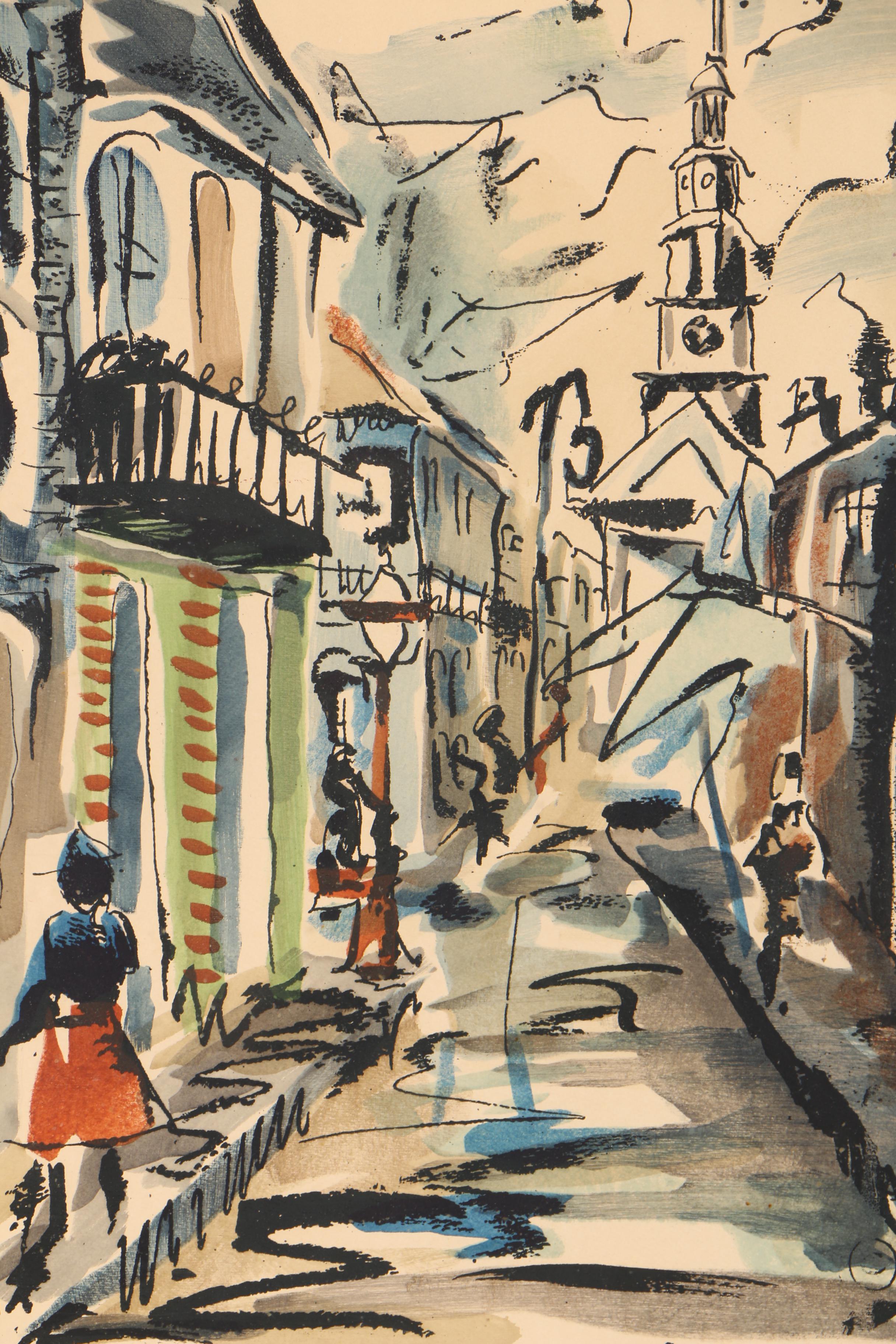 Thomas Meek Jr. Watercolor Painting "South Carolina Town"