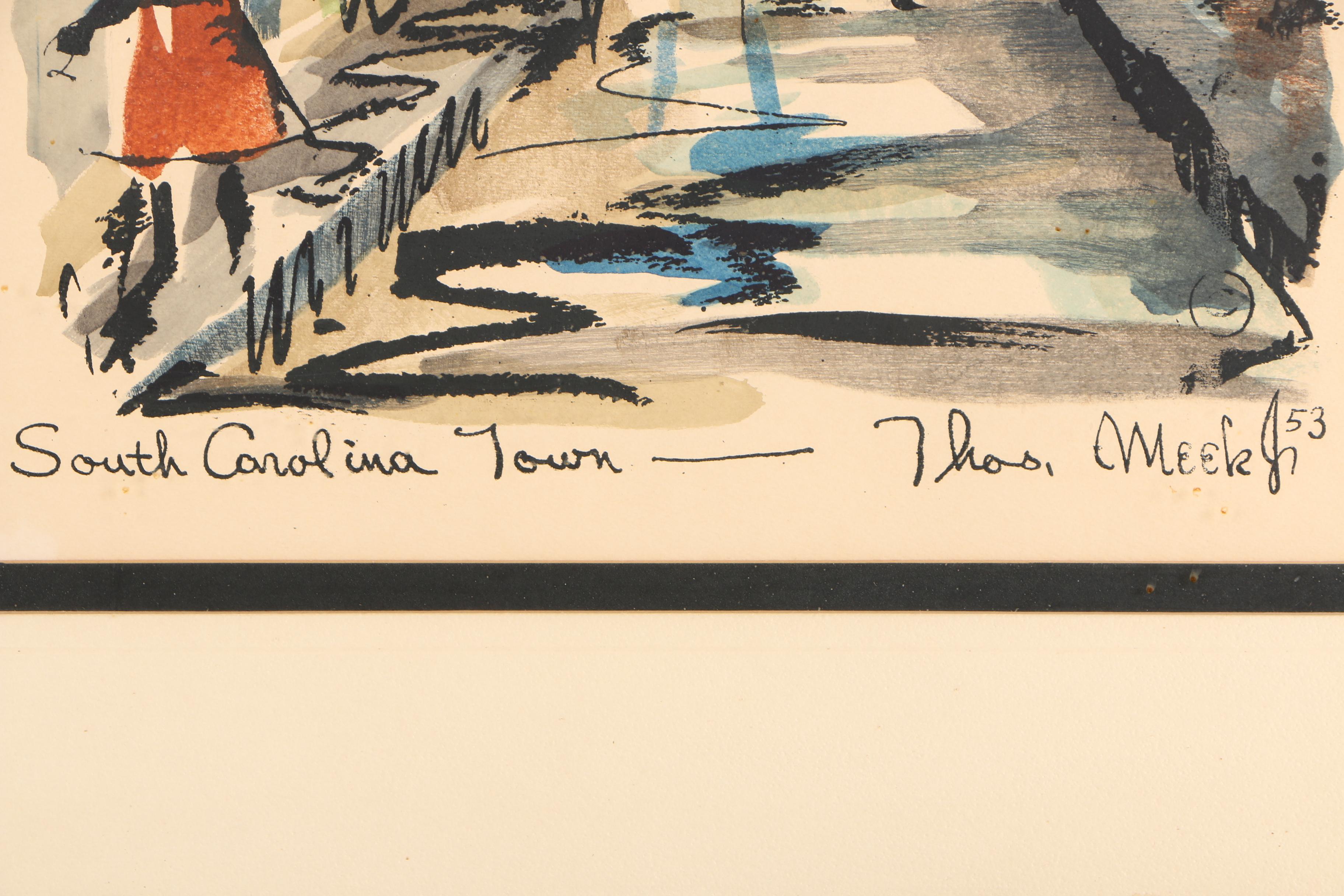 Thomas Meek Jr. Watercolor Painting "South Carolina Town"