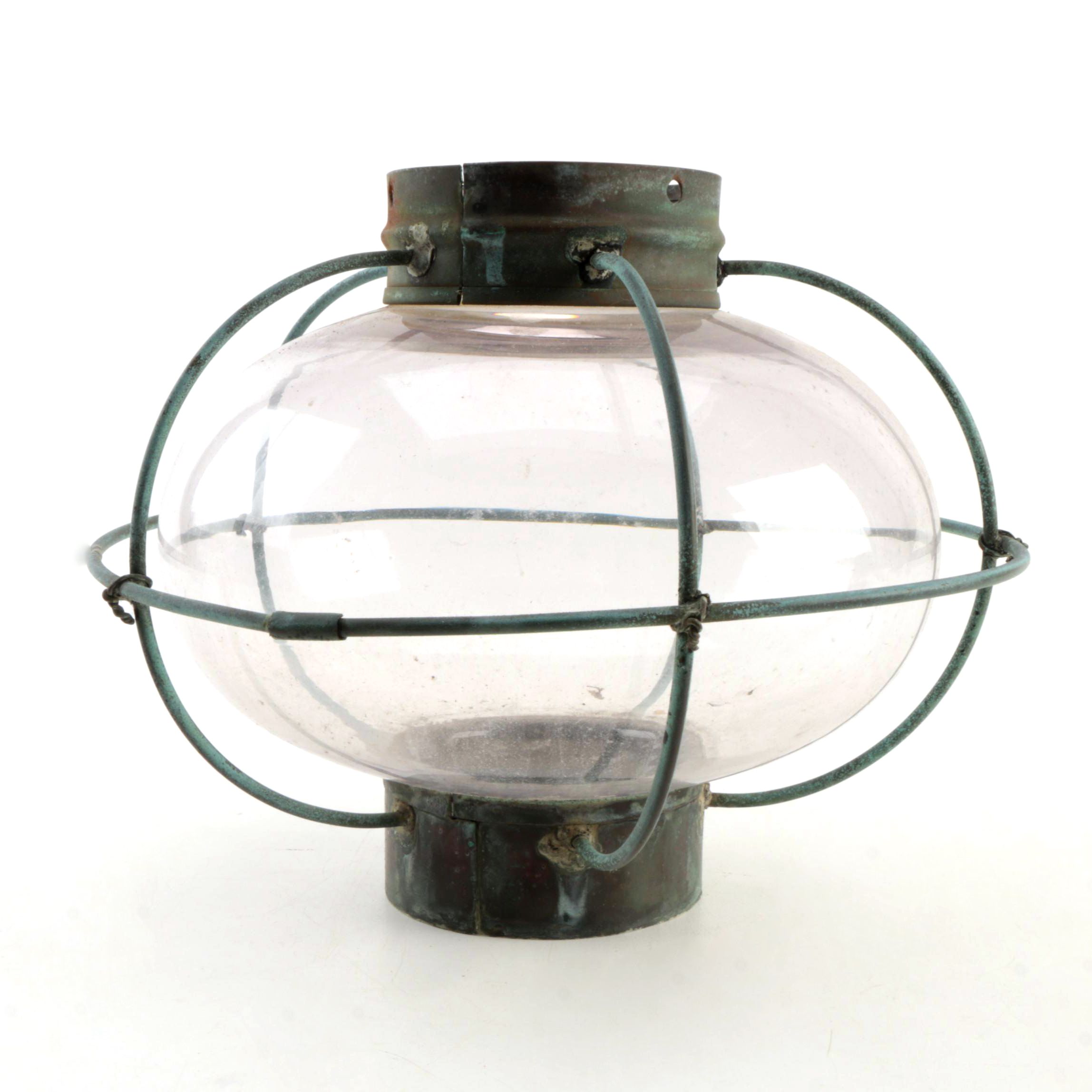 Vintage Glass and Copper Onion Lantern Shade
