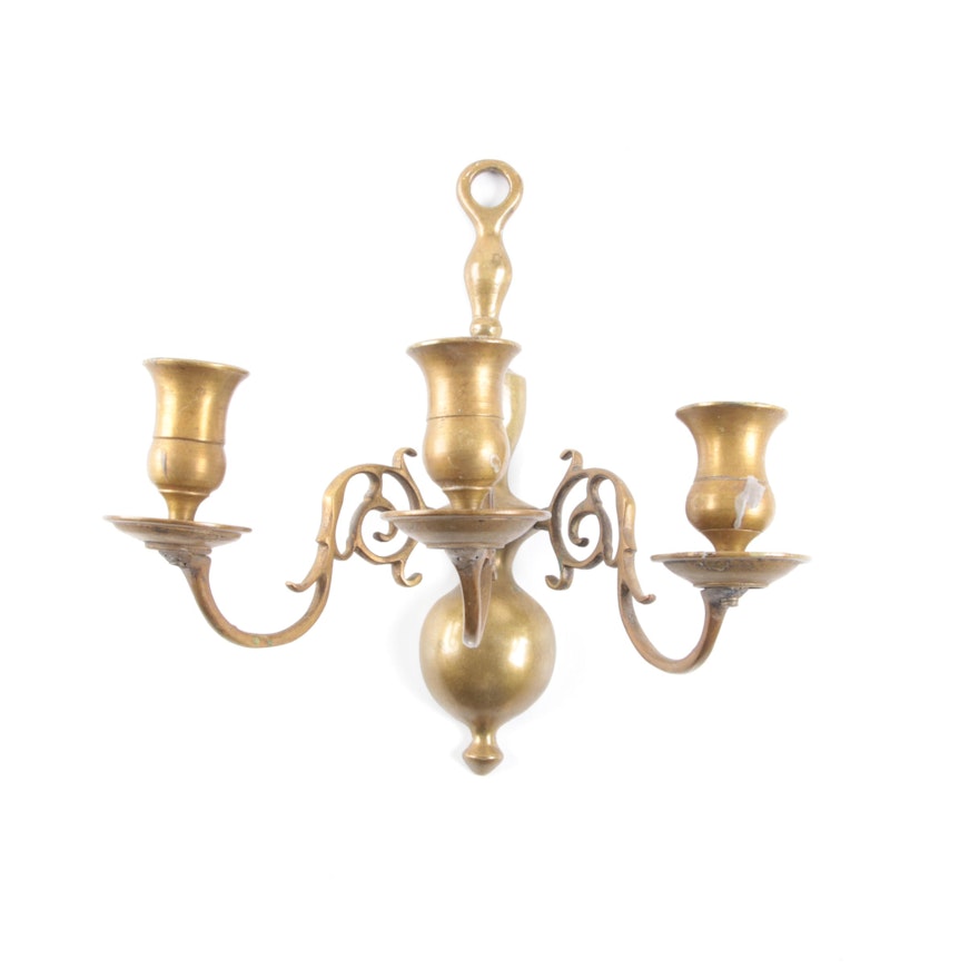 Three Light Brass Wall Sconce