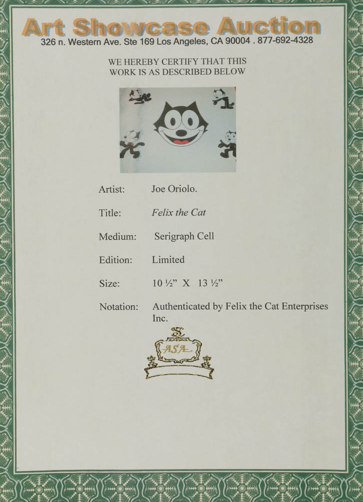 Serigraph on Celluloid Acetate After Joe Oriolo's Cartoon "Felix the Cat"