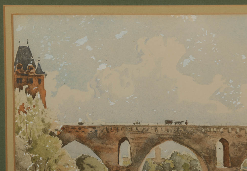 Watercolor Painting on Paper of a Viaduct